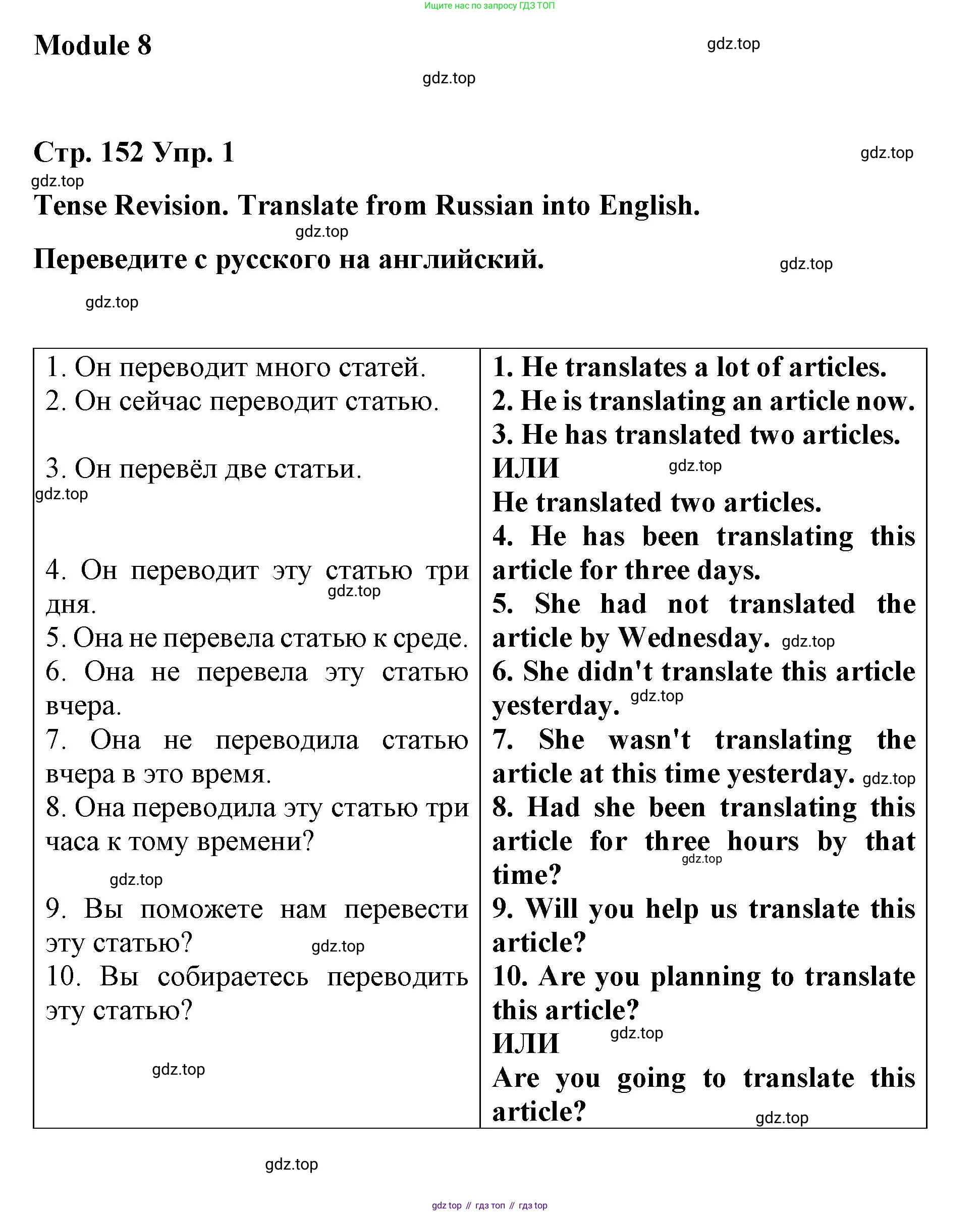 Английский язык (english), 8 класс Грамматический тренажёр, автор: Тимофеева Светлана Леонидовна, издательство Просвещение, Москва, 2024, бирюзового цвета, страница 152, номер 1, Решение 3 (2024-2027)