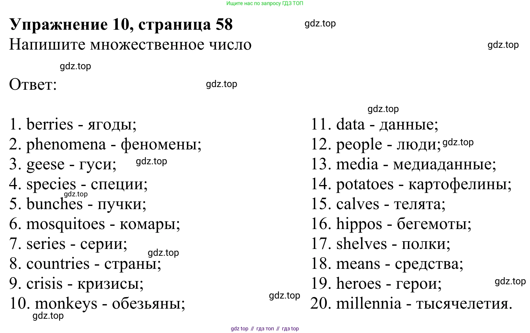 Английский язык (english), 8 класс Грамматический тренажёр, автор: Тимофеева Светлана Леонидовна, издательство Просвещение, Москва, 2024, бирюзового цвета, страница 58, номер 10, Решение 1 (2024-2027)