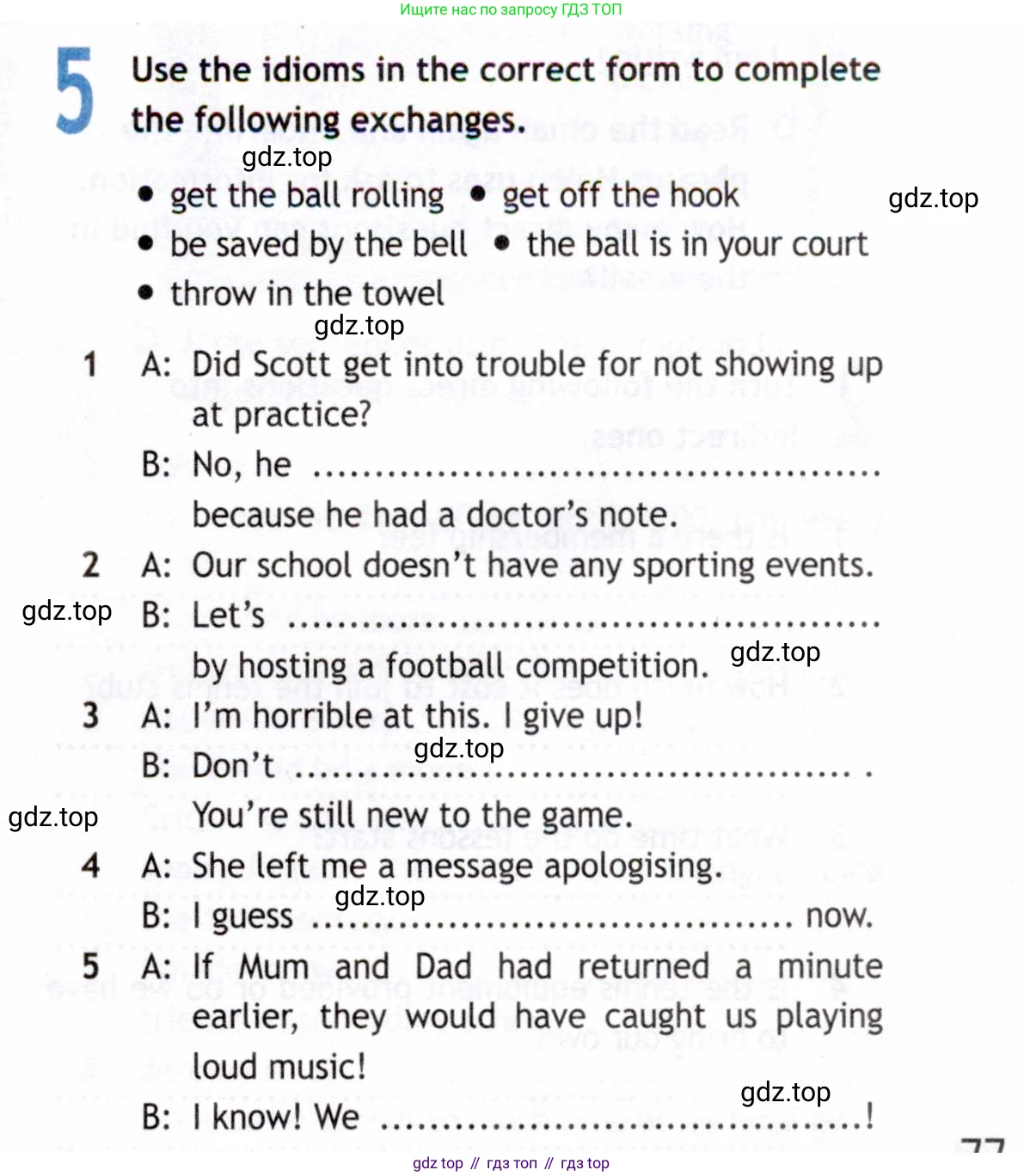 ГДЗ Английский язык (english), 8 класс Рабочая тетрадь (workbook), авторы: Ваулина Юлия Евгеньевна (Vaulina Julia), Дули Дженни (Dooley Jenny), Подоляко Ольга Евгеньевна (Podolyako Olga), Эванс Вирджиния (Evans Virginia), издательство Просвещение, Москва, 2023, бирюзового цвета, страница 77, номер 5, Условие 2019-2022