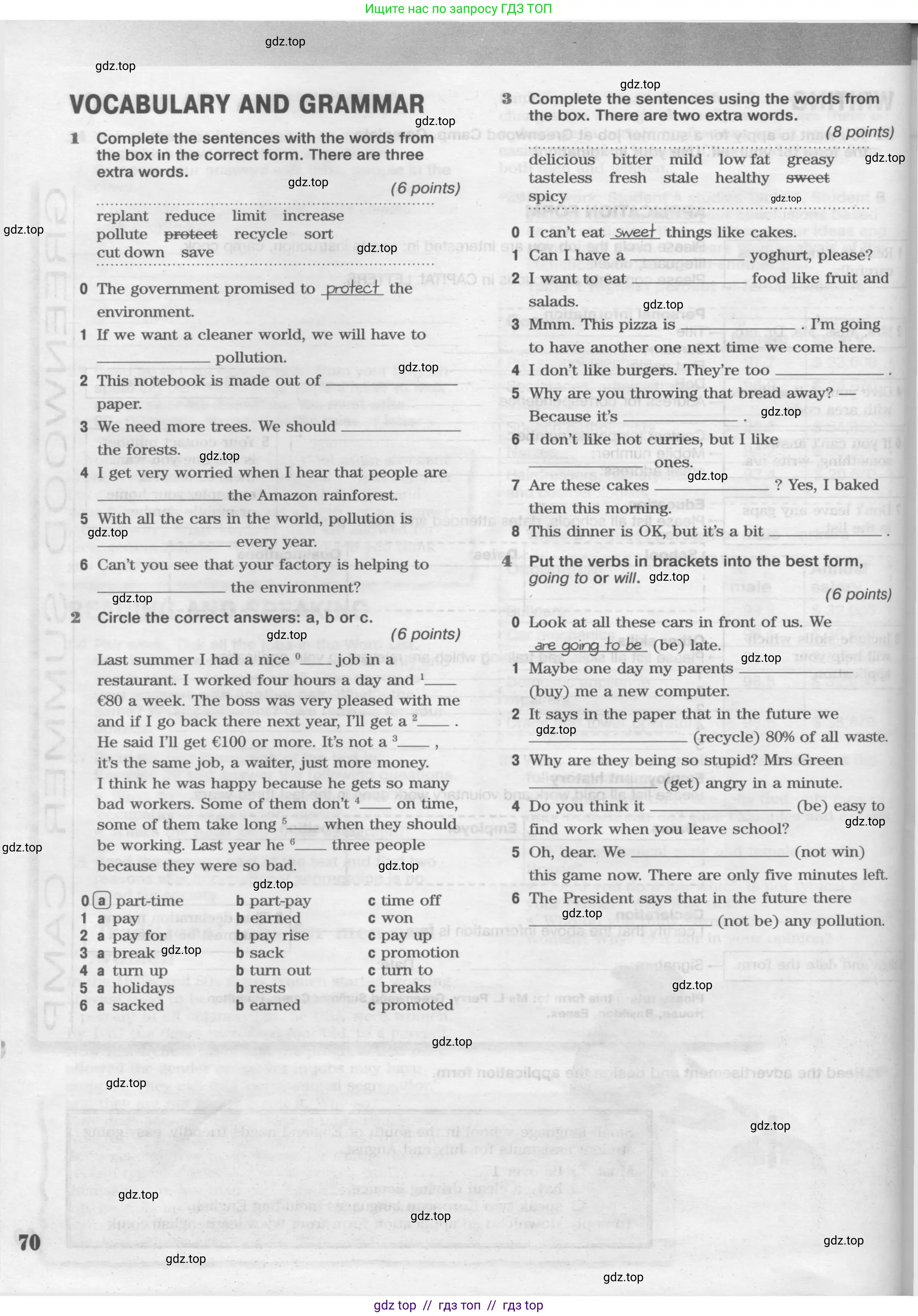 Английский язык (english), 8 класс Рабочая тетрадь (workbook), авторы: Вербицкая Мария Валерьевна (Verbitskaya Maria), Уайт Линдсей (Lindsay White), Фрикер Род (Fricker Rod), Миндрул Ольга Сергеевна (Mindrul Olga), Нечаева Екатерина Николаевна (Nechaeva Ekaterina), издательство Просвещение, Москва, 2017, белого цвета, страница 70