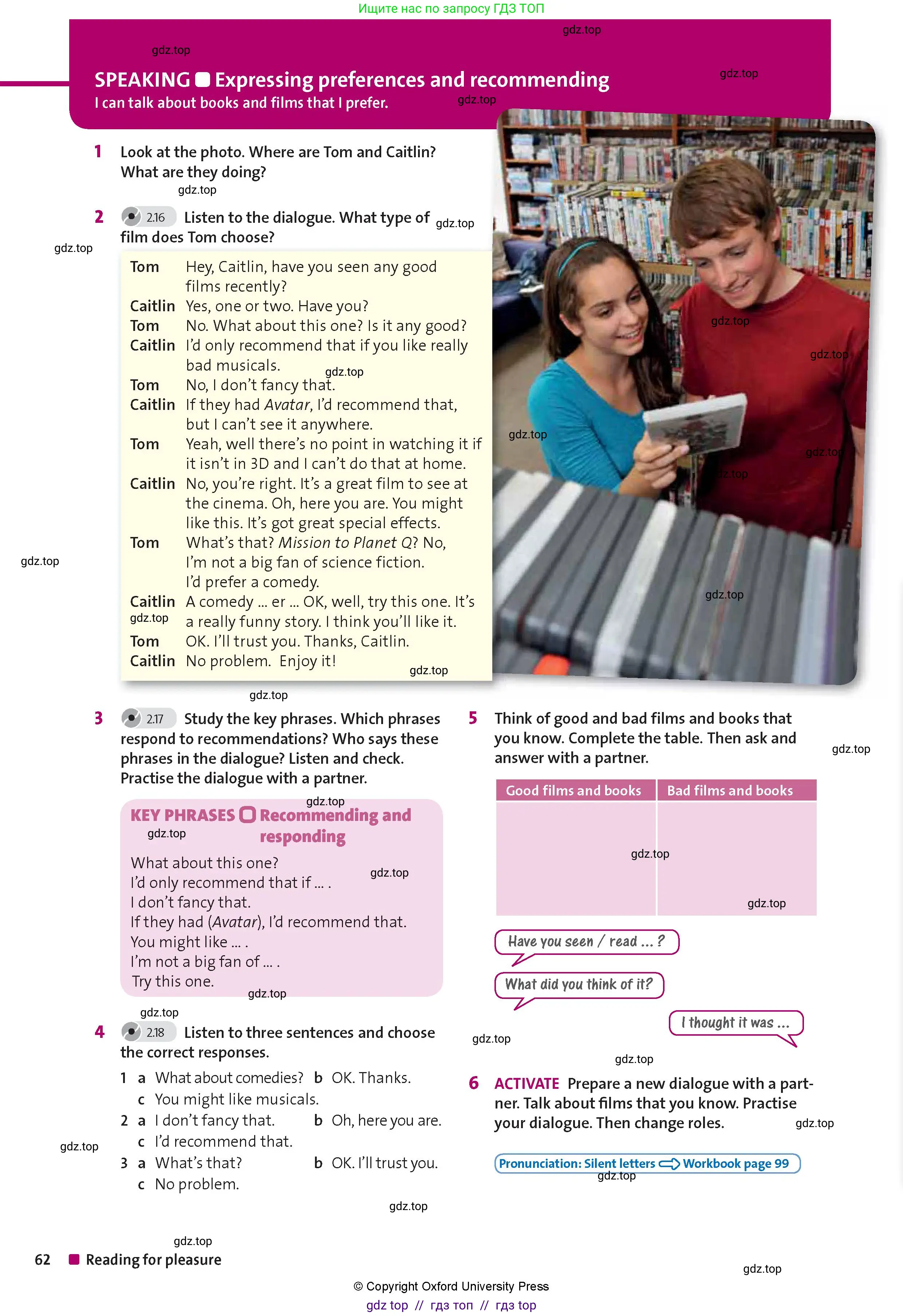 Английский язык (english), 8 класс Учебник (Student's book), авторы: Wetz Ben, Pye Diana, издательство Oxford University Press, Алматы, 2018, зелёного цвета, страница 62