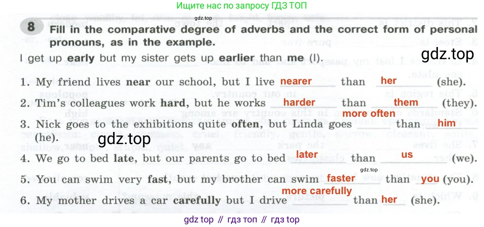 ГДЗ Английский язык (english), 9 класс Грамматический тренажёр, автор: Тимофеева Светлана Леонидовна, издательство Просвещение, Москва, 2024, страница 108, номер 8, Решение 2 (2024-2027)