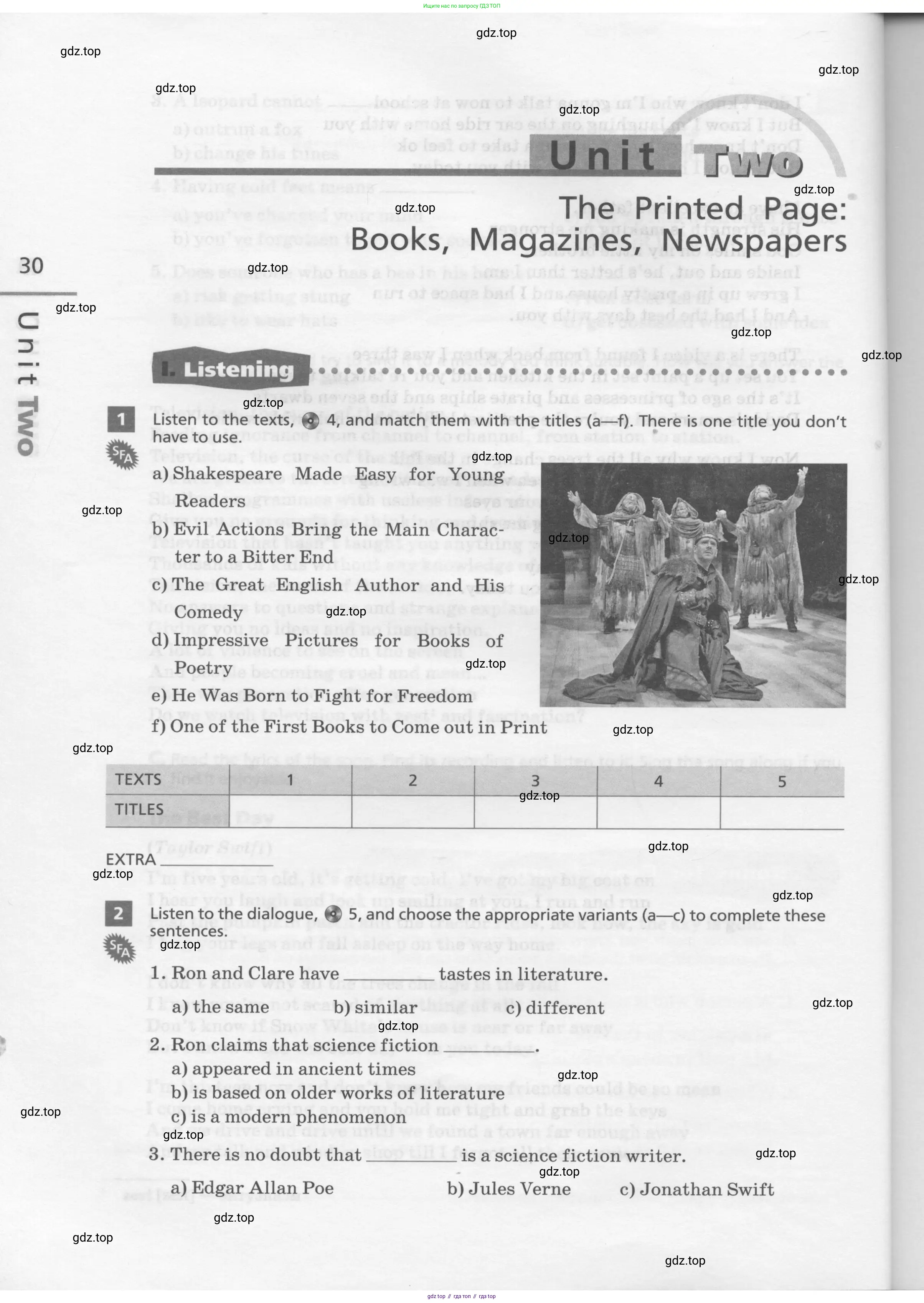 Английский язык (english), 9 класс рабочая тетрадь, авторы: Афанасьева Ольга Васильевна (Afanasyeva Olga), Михеева Ирина Владимировна (Mikheeva Irina), Баранова Ксения Михайловна (Baranova Ksenia), издательство Просвещение, Москва, 2016, белого цвета, страница 30