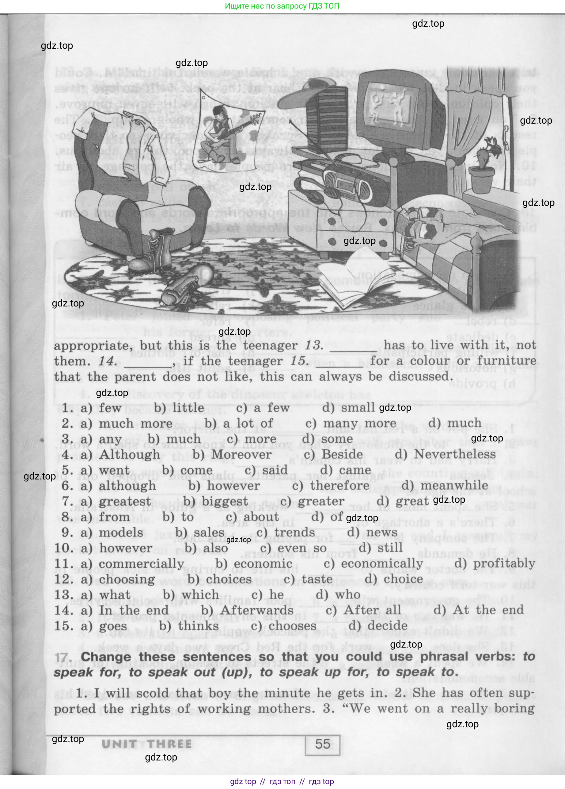 Английский язык (english), 9 класс рабочая тетрадь (activity book), авторы: Афанасьева Ольга Васильевна (Afanasyeva Olga), Михеева Ирина Владимировна (Mikheeva Irina), Баранова Ксения Михайловна (Baranova Ksenia), Петрова Наталья Юрьевна, издательство Просвещение, Москва, 2016, голубого цвета, страница 55