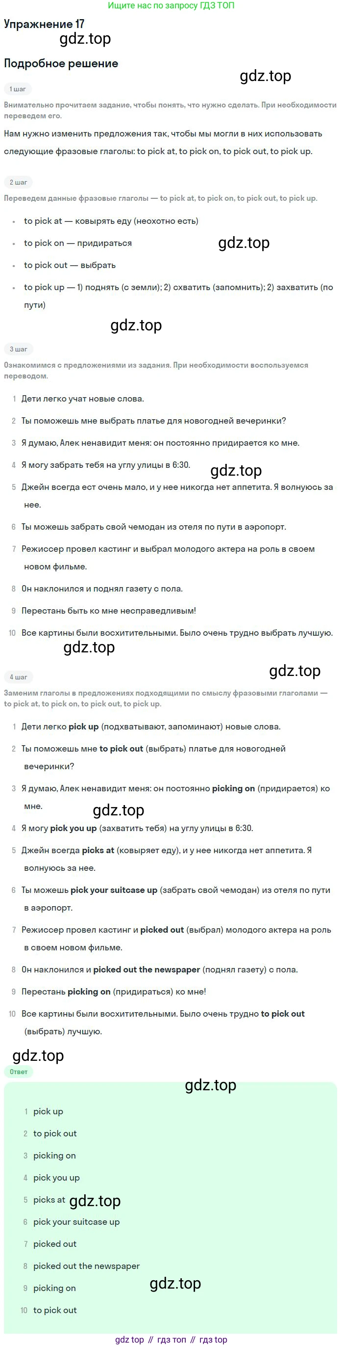 ГДЗ Английский язык (english), 9 класс рабочая тетрадь (activity book), авторы: Афанасьева Ольга Васильевна (Afanasyeva Olga), Михеева Ирина Владимировна (Mikheeva Irina), Баранова Ксения Михайловна (Baranova Ksenia), Петрова Наталья Юрьевна, издательство Просвещение, Москва, 2016, голубого цвета, страница 19, номер 17, Решение