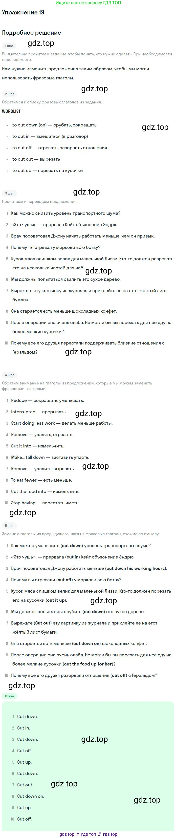 ГДЗ Английский язык (english), 9 класс рабочая тетрадь (activity book), авторы: Афанасьева Ольга Васильевна (Afanasyeva Olga), Михеева Ирина Владимировна (Mikheeva Irina), Баранова Ксения Михайловна (Baranova Ksenia), Петрова Наталья Юрьевна, издательство Просвещение, Москва, 2016, голубого цвета, страница 39, номер 19, Решение