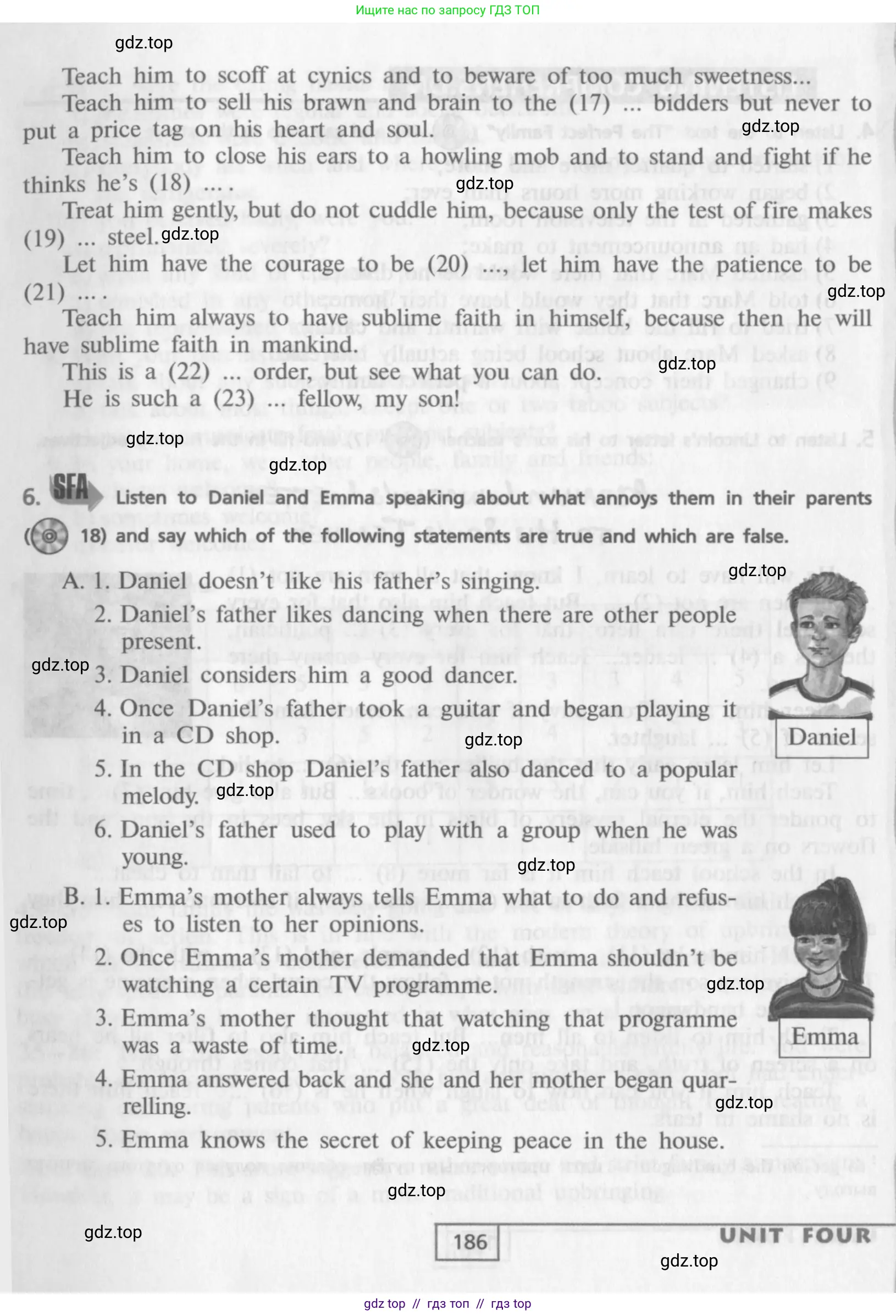 Английский язык (english), 9 класс Учебник (Student's book), авторы: Афанасьева Ольга Васильевна (Afanasyeva Olga), Михеева Ирина Владимировна (Mikheeva Irina), издательство Просвещение, Москва, 2014, голубого цвета, страница 186