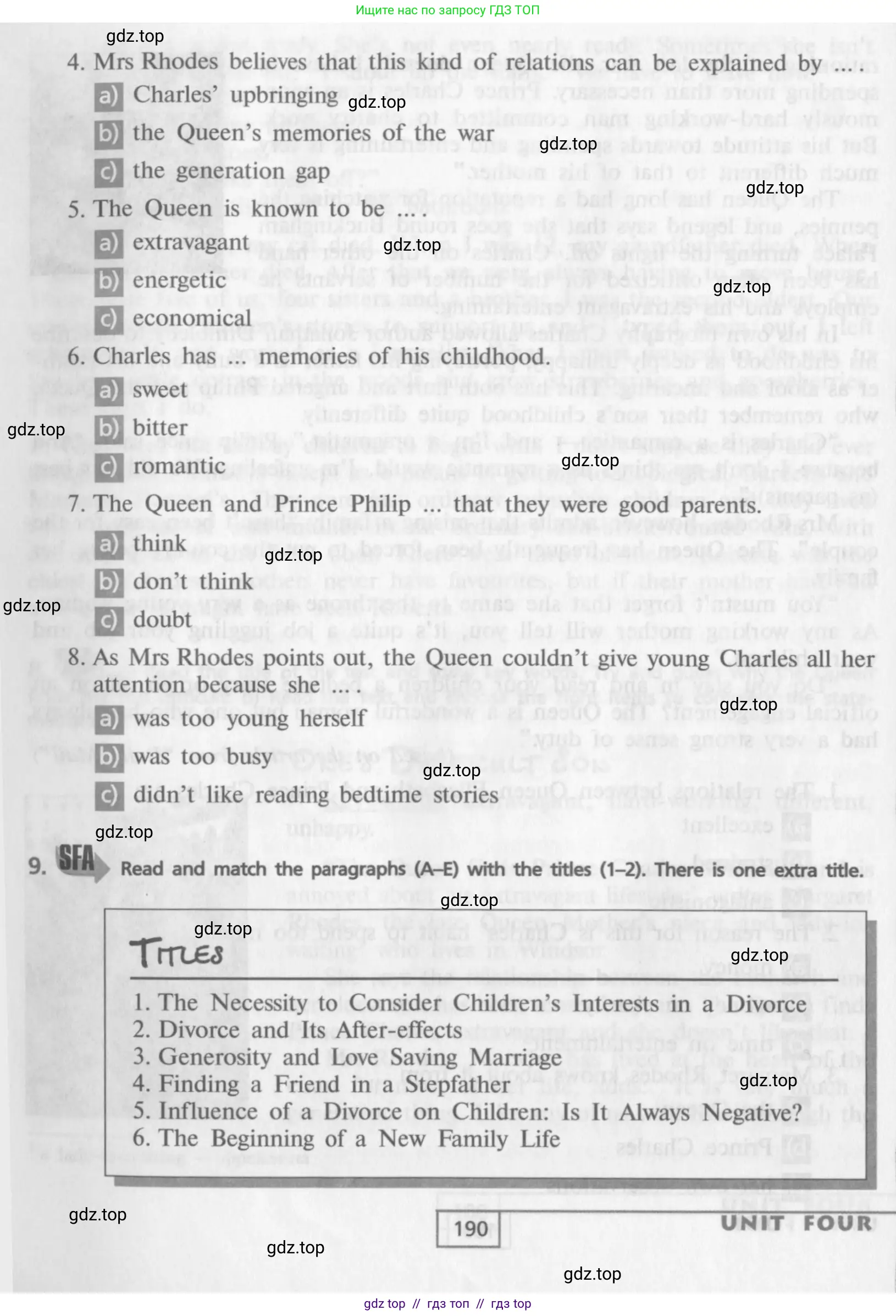 Английский язык (english), 9 класс Учебник (Student's book), авторы: Афанасьева Ольга Васильевна (Afanasyeva Olga), Михеева Ирина Владимировна (Mikheeva Irina), издательство Просвещение, Москва, 2014, голубого цвета, страница 190