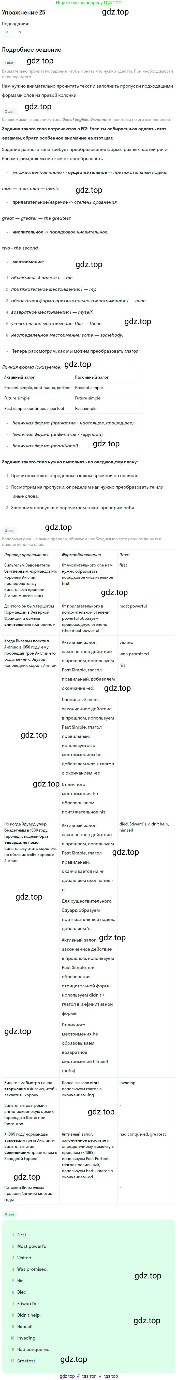 ГДЗ Английский язык (english), 9 класс Учебник (Student's book), авторы: Афанасьева Ольга Васильевна (Afanasyeva Olga), Михеева Ирина Владимировна (Mikheeva Irina), издательство Просвещение, Москва, 2014, голубого цвета, страница 30, номер 25, Решение