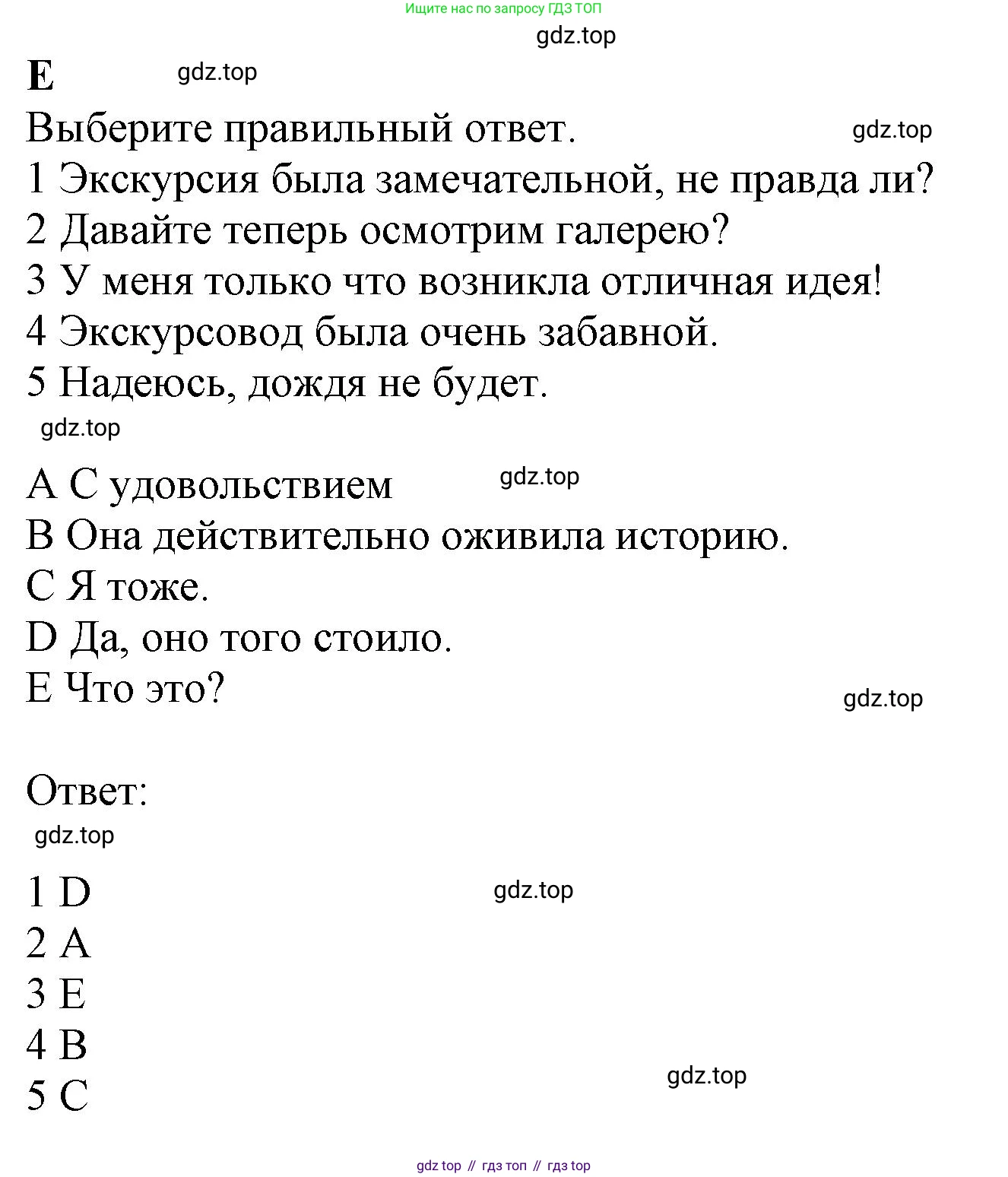 ГДЗ Английский язык (english), 9 класс контрольные задания (test booklet), авторы: Баранова Ксения Михайловна (Baranova Ksenia), Дули Дженни (Dooley Jenny), Копылова Виктория Викторовна (Kopylova Victoria), Мильруд Радислав Петрович (Millrood Radislav), Эванс Вирджиния (Evans Virginia), издательство Просвещение, Москва, 2019, серого цвета, страница 31, номер E, Решение 1 (2024-2027)