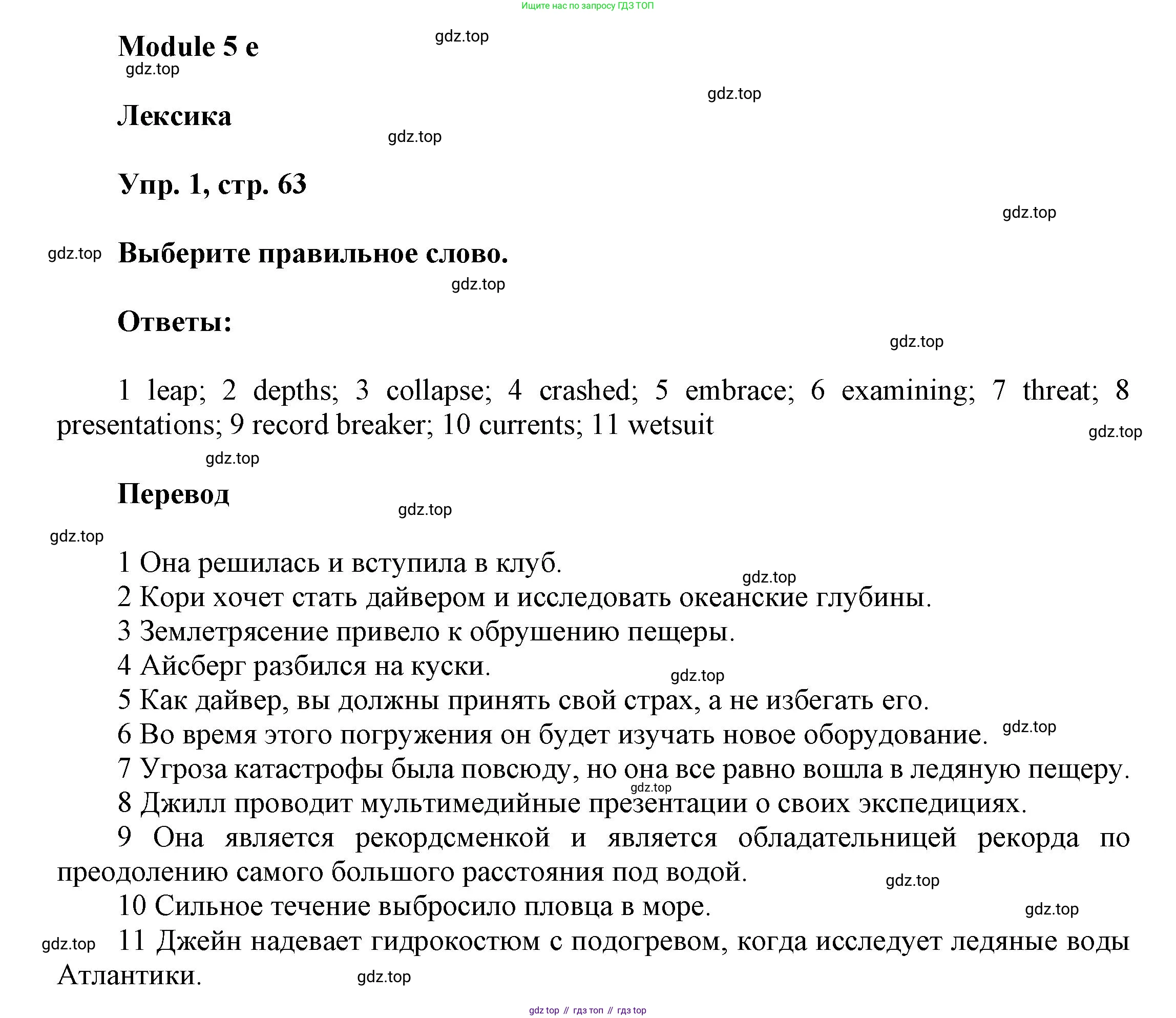 ГДЗ Английский язык (english), 9 класс Рабочая тетрадь (workbook), авторы: Баранова Ксения Михайловна (Baranova Ksenia), Дули Дженни (Dooley Jenny), Копылова Виктория Викторовна (Kopylova Victoria), Мильруд Радислав Петрович (Millrood Radislav), Эванс Вирджиния (Evans Virginia), издательство Просвещение, Москва, 2024, белого цвета, страница 63, номер 1, Решение 3 (2024-2027)