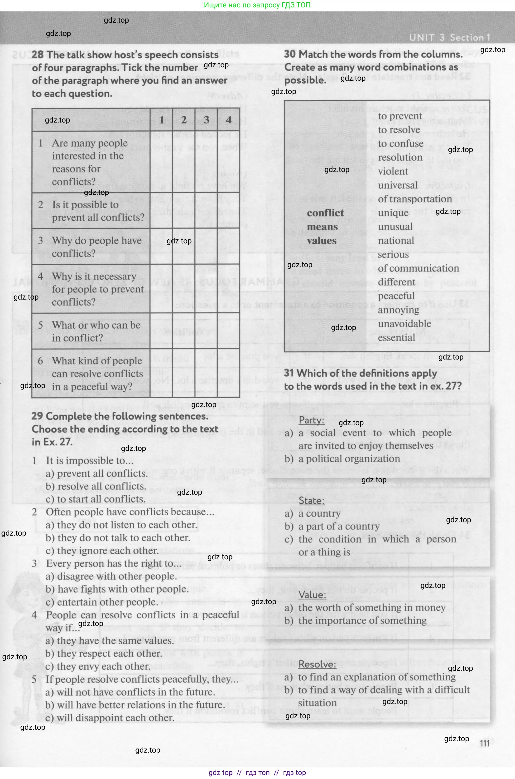 Английский язык (english), 9 класс Учебник (Student's book), авторы: Биболетова Мерем Забатовна, Бабушис Елена Евгеньевна, Кларк Ольга Игоревна, Морозова Алевтина Николаевна, издательство Просвещение, Москва, 2016, бирюзового цвета, страница 111