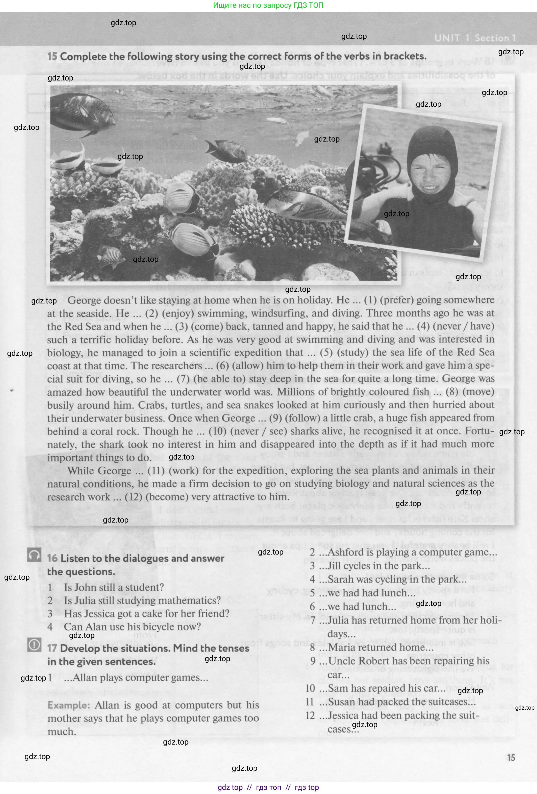 Английский язык (english), 9 класс Учебник (Student's book), авторы: Биболетова Мерем Забатовна, Бабушис Елена Евгеньевна, Кларк Ольга Игоревна, Морозова Алевтина Николаевна, издательство Просвещение, Москва, 2016, бирюзового цвета, страница 15