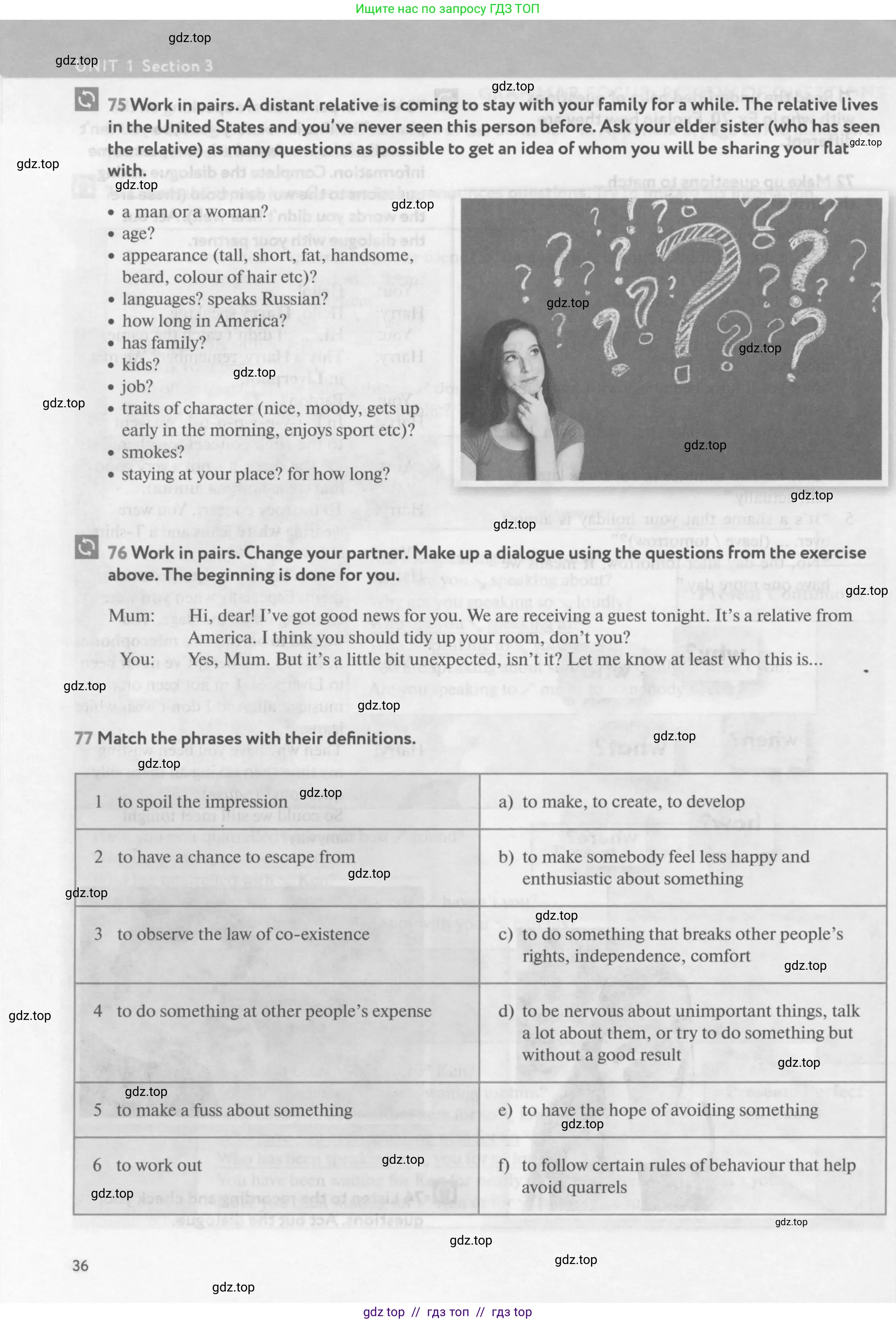 Английский язык (english), 9 класс Учебник (Student's book), авторы: Биболетова Мерем Забатовна, Бабушис Елена Евгеньевна, Кларк Ольга Игоревна, Морозова Алевтина Николаевна, издательство Просвещение, Москва, 2016, бирюзового цвета, страница 36