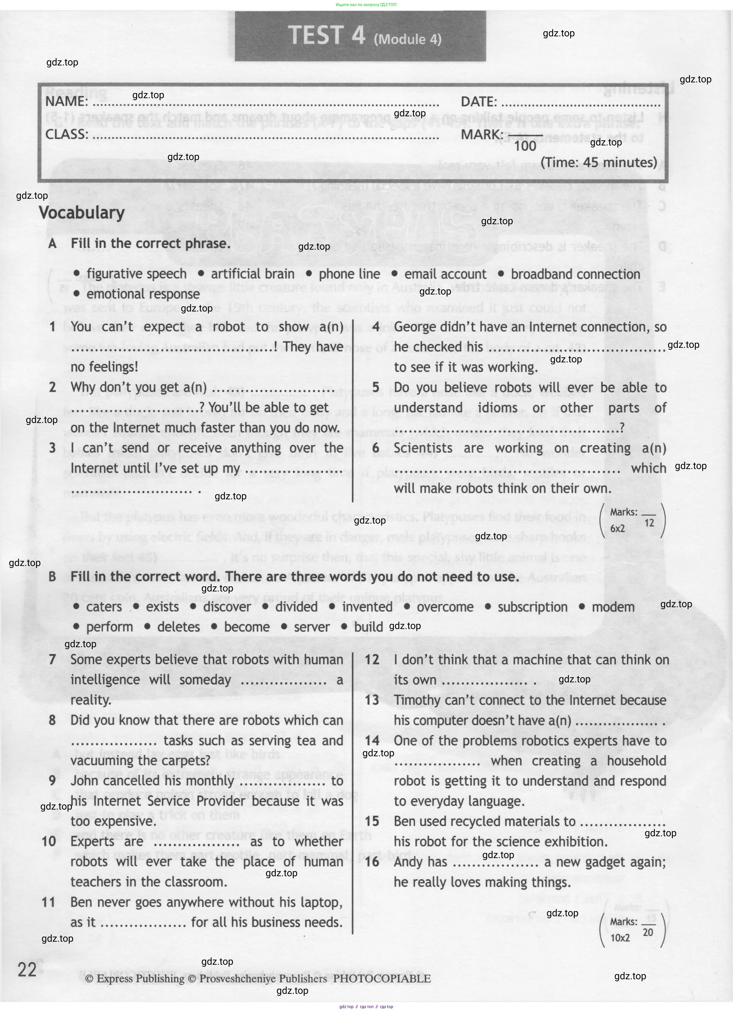 Английский язык (english), 9 класс контрольные задания (test booklet), авторы: Ваулина Юлия Евгеньевна (Vaulina Julia), Дули Дженни (Dooley Jenny), Подоляко Ольга Евгеньевна (Podolyako Olga), Эванс Вирджиния (Evans Virginia), издательство Просвещение, Москва, 2023, страница 22