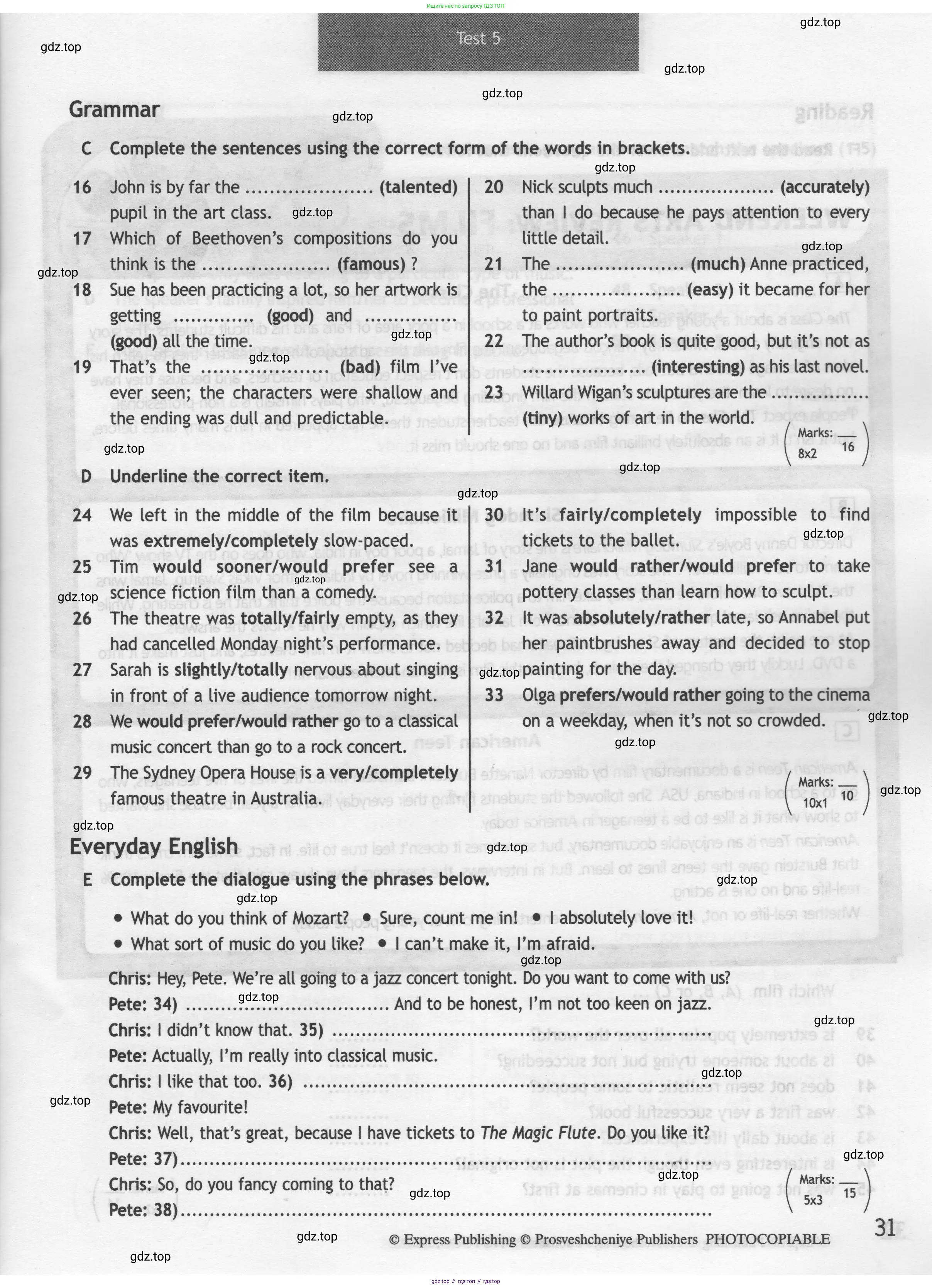 Английский язык (english), 9 класс контрольные задания (test booklet), авторы: Ваулина Юлия Евгеньевна (Vaulina Julia), Дули Дженни (Dooley Jenny), Подоляко Ольга Евгеньевна (Podolyako Olga), Эванс Вирджиния (Evans Virginia), издательство Просвещение, Москва, 2023, страница 31
