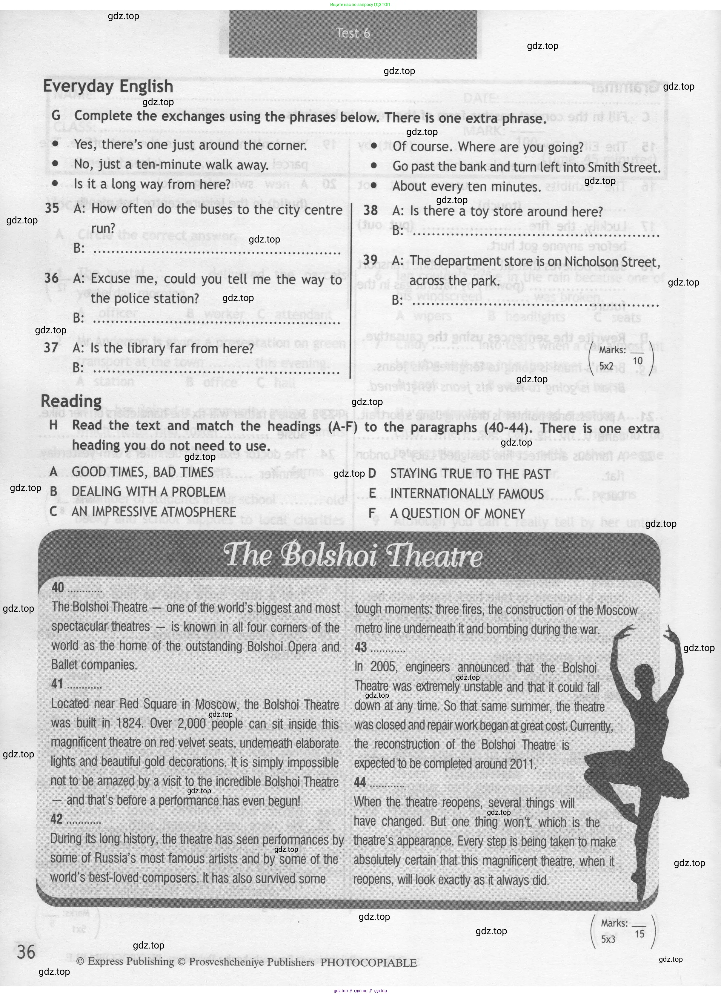 Английский язык (english), 9 класс контрольные задания (test booklet), авторы: Ваулина Юлия Евгеньевна (Vaulina Julia), Дули Дженни (Dooley Jenny), Подоляко Ольга Евгеньевна (Podolyako Olga), Эванс Вирджиния (Evans Virginia), издательство Просвещение, Москва, 2023, страница 36