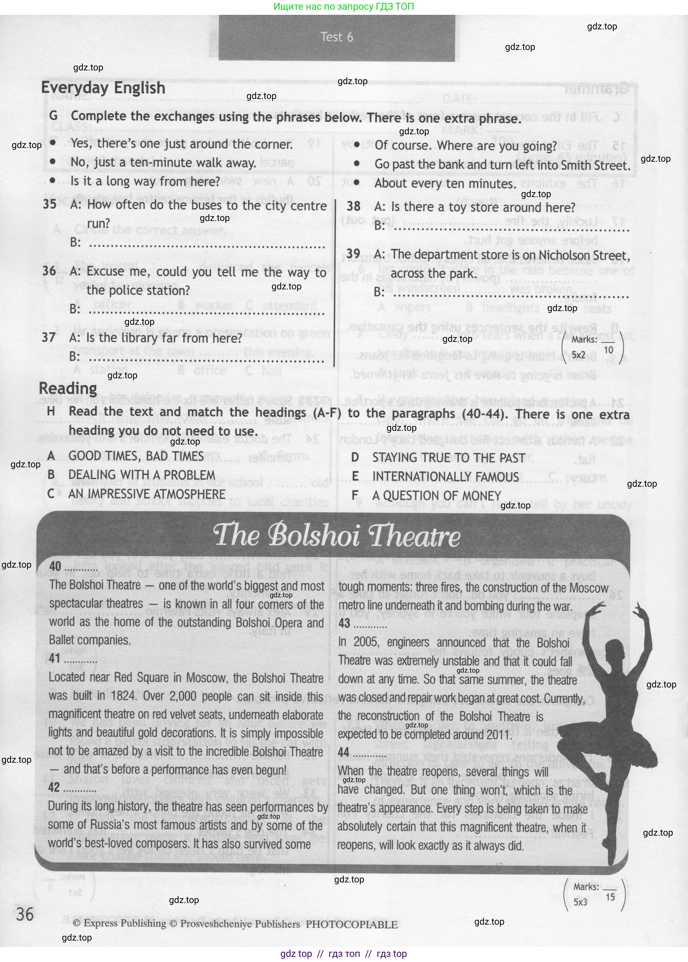 Английский язык (english), 9 класс контрольные задания (test booklet), авторы: Ваулина Юлия Евгеньевна (Vaulina Julia), Дули Дженни (Dooley Jenny), Подоляко Ольга Евгеньевна (Podolyako Olga), Эванс Вирджиния (Evans Virginia), издательство Просвещение, Москва, 2023, страница 36
