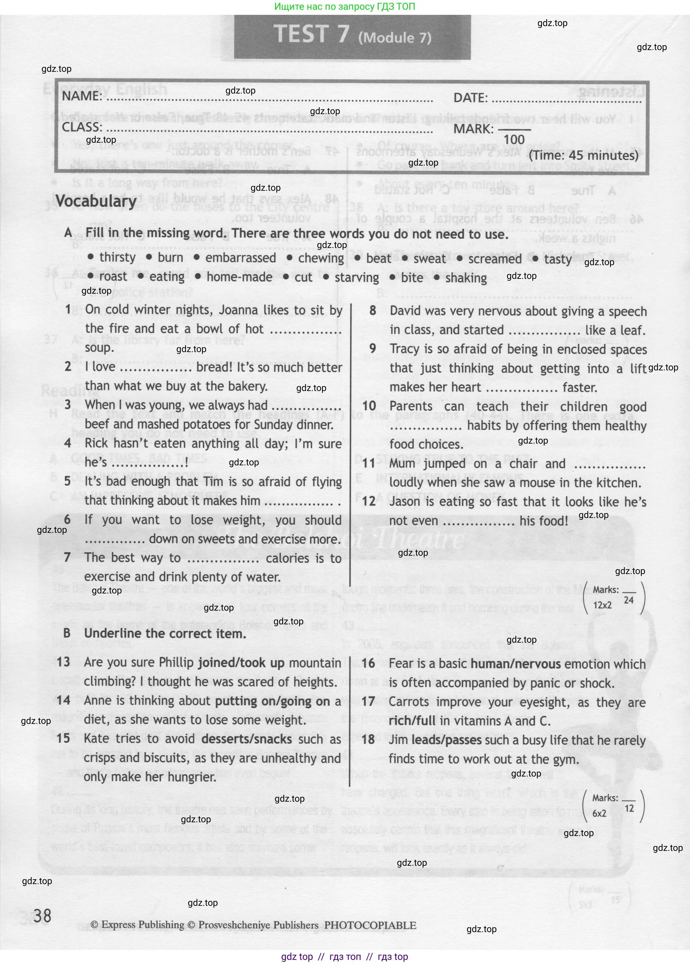 Английский язык (english), 9 класс контрольные задания (test booklet), авторы: Ваулина Юлия Евгеньевна (Vaulina Julia), Дули Дженни (Dooley Jenny), Подоляко Ольга Евгеньевна (Podolyako Olga), Эванс Вирджиния (Evans Virginia), издательство Просвещение, Москва, 2023, страница 38