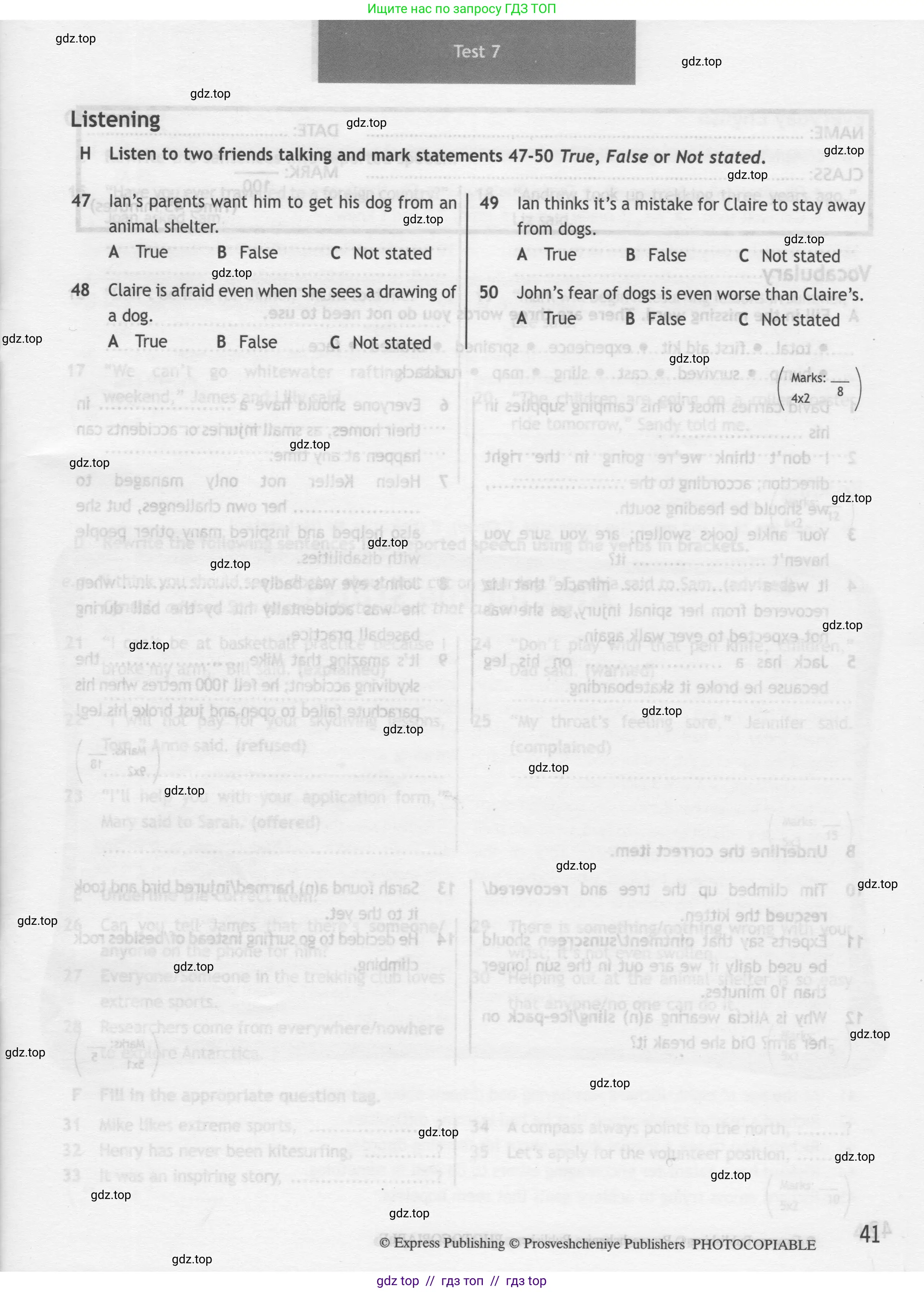 Английский язык (english), 9 класс контрольные задания (test booklet), авторы: Ваулина Юлия Евгеньевна (Vaulina Julia), Дули Дженни (Dooley Jenny), Подоляко Ольга Евгеньевна (Podolyako Olga), Эванс Вирджиния (Evans Virginia), издательство Просвещение, Москва, 2023, страница 41