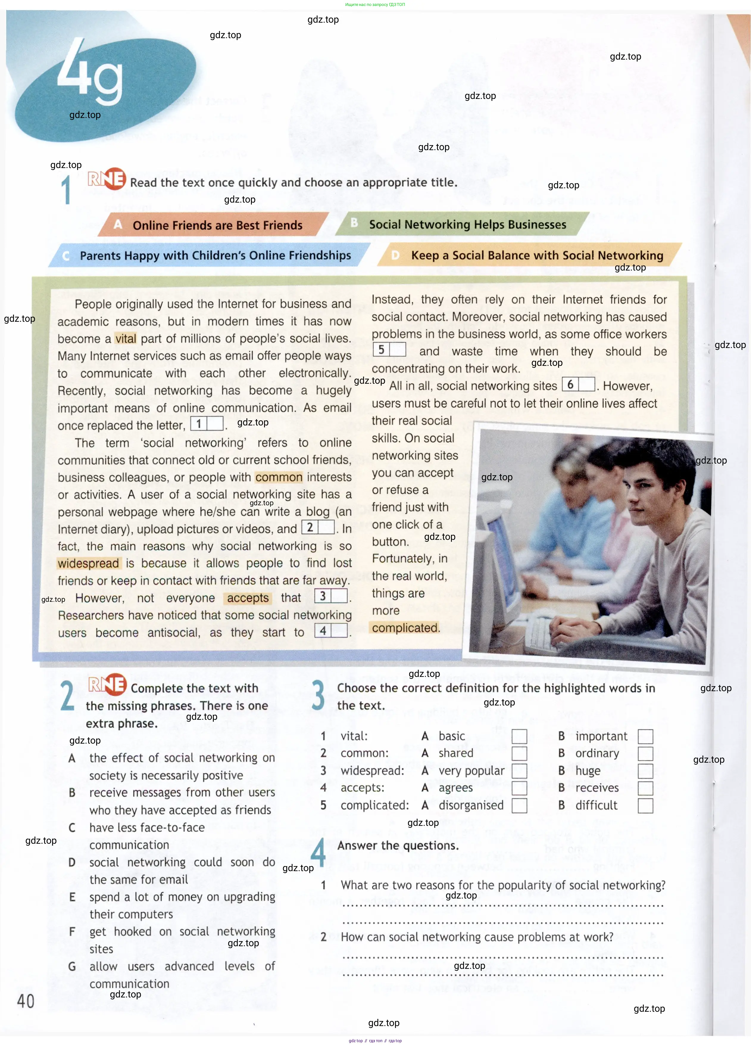 Английский язык (english), 9 класс Рабочая тетрадь (workbook), авторы: Ваулина Юлия Евгеньевна (Vaulina Julia), Дули Дженни (Dooley Jenny), Подоляко Ольга Евгеньевна (Podolyako Olga), Эванс Вирджиния (Evans Virginia), издательство Просвещение, Москва, 2024, страница 40