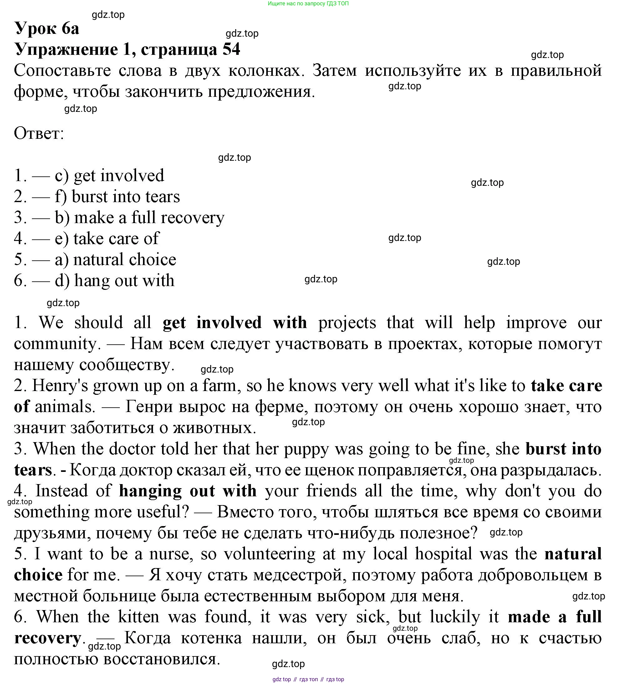 Английский язык (english), 9 класс Рабочая тетрадь (workbook), авторы: Ваулина Юлия Евгеньевна (Vaulina Julia), Дули Дженни (Dooley Jenny), Подоляко Ольга Евгеньевна (Podolyako Olga), Эванс Вирджиния (Evans Virginia), издательство Просвещение, Москва, 2024, страница 54, номер 1, Решение 1 (2024)