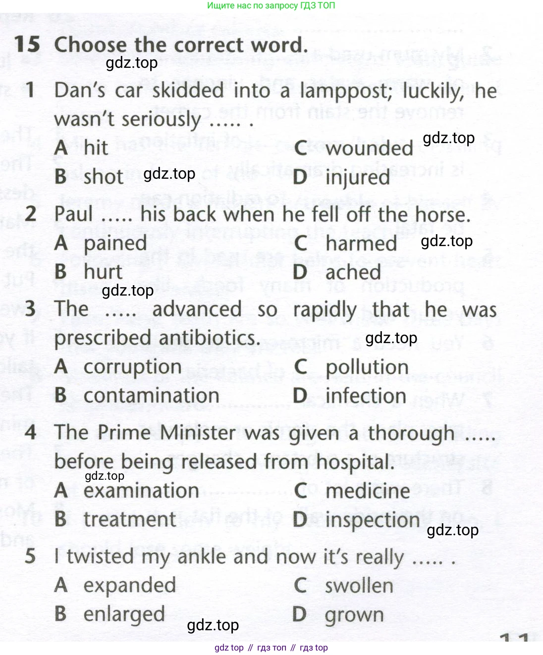 Английский язык (english), 10 класс Лексический практикум (vocabulary practice), авторы: Баранова Ксения Михайловна (Baranova Ksenia), Дули Дженни (Dooley Jenny), Копылова Виктория Викторовна (Kopylova Victoria), Мильруд Радислав Петрович (Millrood Radislav), Эванс Вирджиния (Evans Virginia), издательство Просвещение, Москва, 2019, серого цвета, страница 11, номер 15, Условие