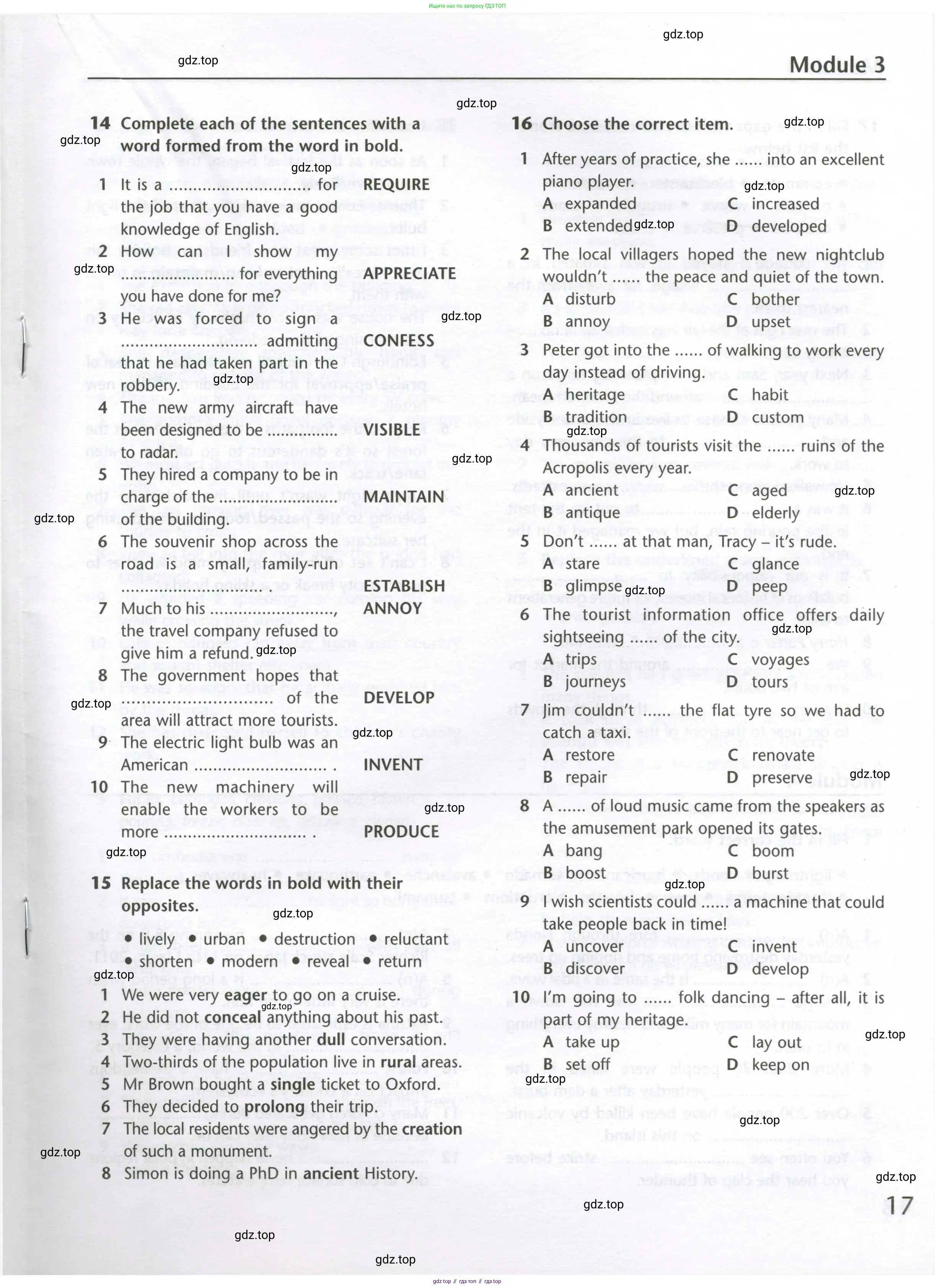 Английский язык (english), 10 класс Лексический практикум (vocabulary practice), авторы: Баранова Ксения Михайловна (Baranova Ksenia), Дули Дженни (Dooley Jenny), Копылова Виктория Викторовна (Kopylova Victoria), Мильруд Радислав Петрович (Millrood Radislav), Эванс Вирджиния (Evans Virginia), издательство Просвещение, Москва, 2019, серого цвета, страница 17