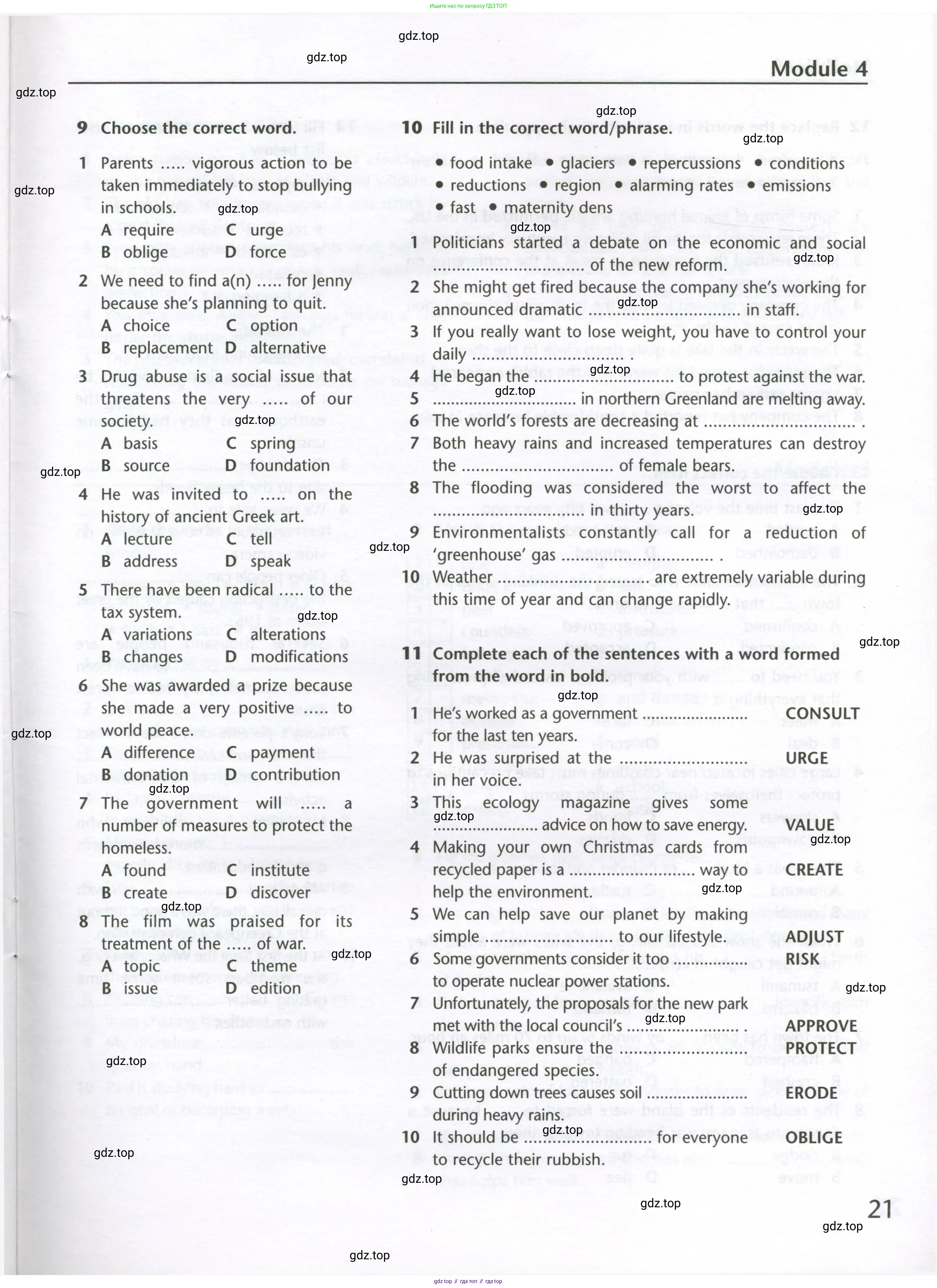 Английский язык (english), 10 класс Лексический практикум (vocabulary practice), авторы: Баранова Ксения Михайловна (Baranova Ksenia), Дули Дженни (Dooley Jenny), Копылова Виктория Викторовна (Kopylova Victoria), Мильруд Радислав Петрович (Millrood Radislav), Эванс Вирджиния (Evans Virginia), издательство Просвещение, Москва, 2019, серого цвета, страница 21