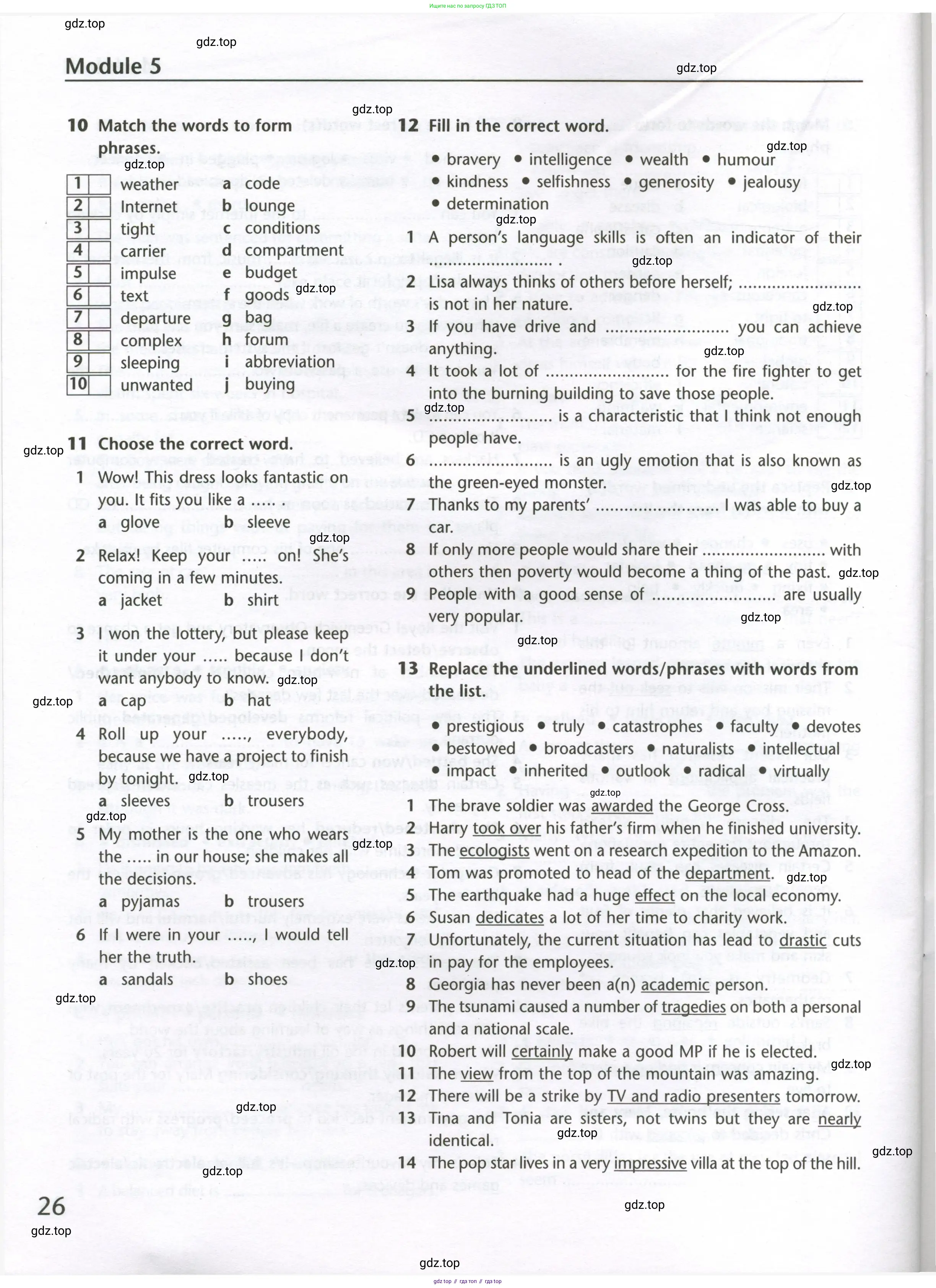 Английский язык (english), 10 класс Лексический практикум (vocabulary practice), авторы: Баранова Ксения Михайловна (Baranova Ksenia), Дули Дженни (Dooley Jenny), Копылова Виктория Викторовна (Kopylova Victoria), Мильруд Радислав Петрович (Millrood Radislav), Эванс Вирджиния (Evans Virginia), издательство Просвещение, Москва, 2019, серого цвета, страница 26
