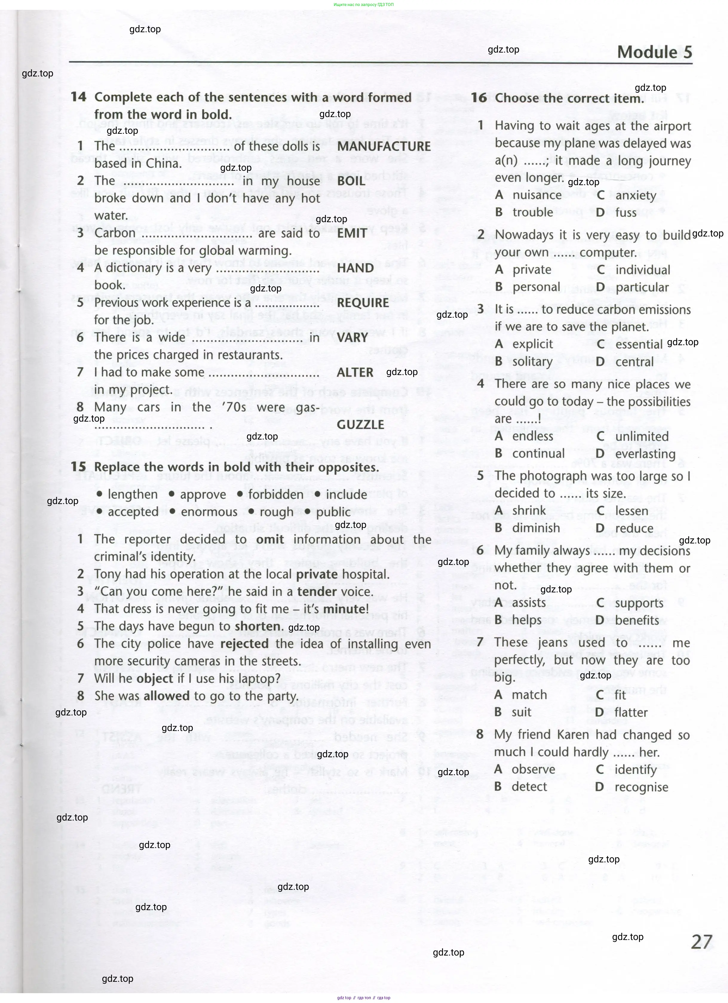 Английский язык (english), 10 класс Лексический практикум (vocabulary practice), авторы: Баранова Ксения Михайловна (Baranova Ksenia), Дули Дженни (Dooley Jenny), Копылова Виктория Викторовна (Kopylova Victoria), Мильруд Радислав Петрович (Millrood Radislav), Эванс Вирджиния (Evans Virginia), издательство Просвещение, Москва, 2019, серого цвета, страница 27