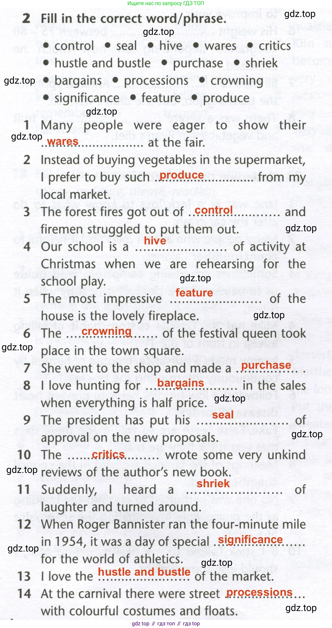 Английский язык (english), 10 класс Лексический практикум (vocabulary practice), авторы: Баранова Ксения Михайловна (Baranova Ksenia), Дули Дженни (Dooley Jenny), Копылова Виктория Викторовна (Kopylova Victoria), Мильруд Радислав Петрович (Millrood Radislav), Эванс Вирджиния (Evans Virginia), издательство Просвещение, Москва, 2019, серого цвета, страница 14, номер 2, Решение 2