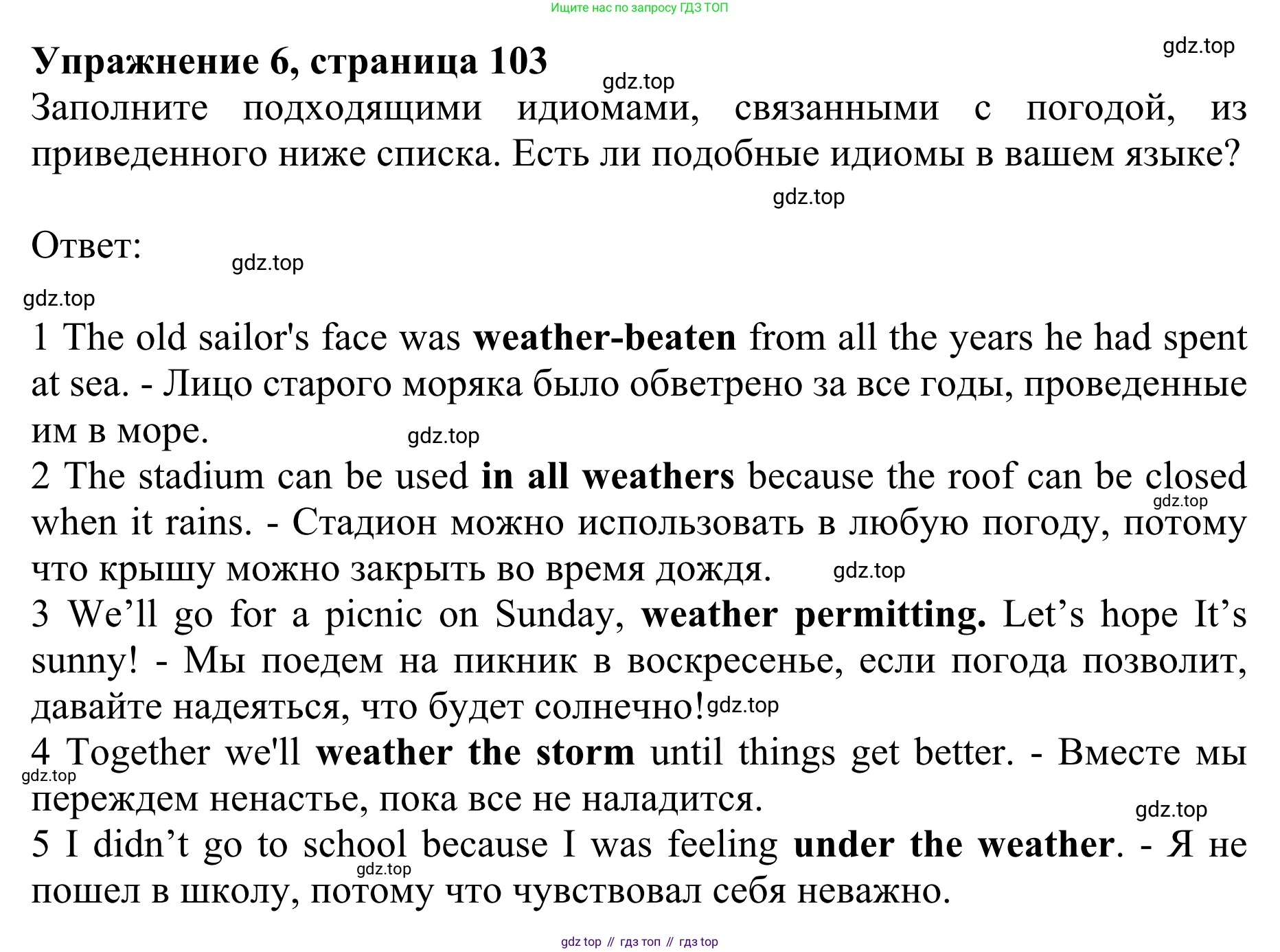 ГДЗ Английский язык (english), 10 класс Учебник (Student's book), авторы: Баранова Ксения Михайловна (Baranova Ksenia), Дули Дженни (Dooley Jenny), Копылова Виктория Викторовна (Kopylova Victoria), Мильруд Радислав Петрович (Millrood Radislav), Эванс Вирджиния (Evans Virginia), издательство Просвещение, Москва, 2019, белого цвета, страница 103, номер 6, Решение 1