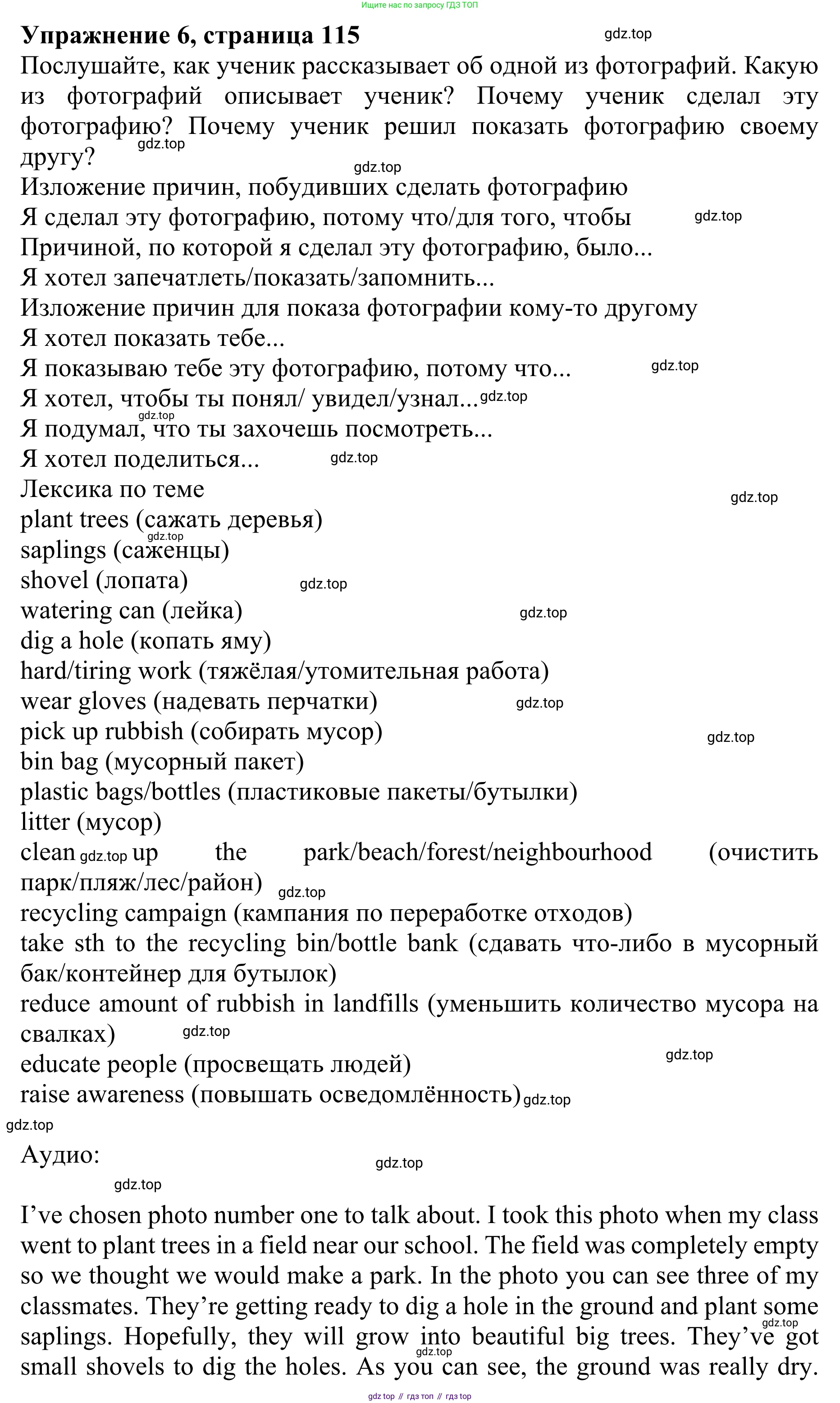 ГДЗ Английский язык (english), 10 класс Учебник (Student's book), авторы: Баранова Ксения Михайловна (Baranova Ksenia), Дули Дженни (Dooley Jenny), Копылова Виктория Викторовна (Kopylova Victoria), Мильруд Радислав Петрович (Millrood Radislav), Эванс Вирджиния (Evans Virginia), издательство Просвещение, Москва, 2019, белого цвета, страница 115, номер 6, Решение 1