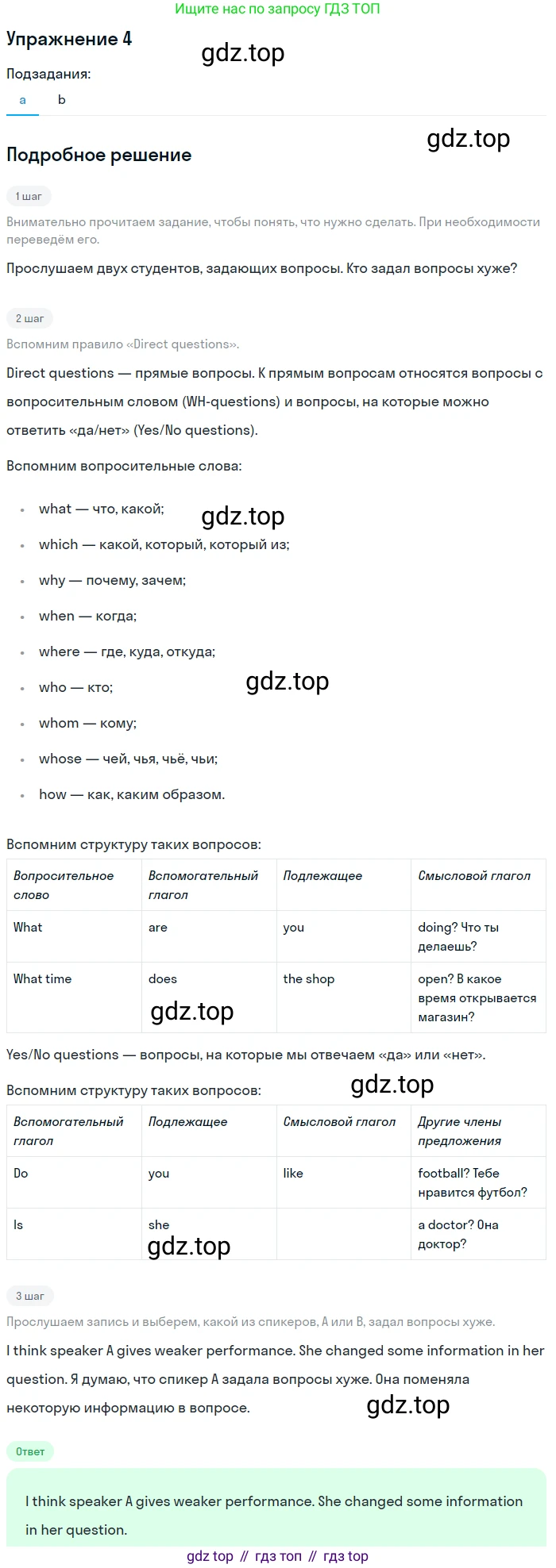 ГДЗ Английский язык (english), 10 класс Учебник (Student's book), авторы: Баранова Ксения Михайловна (Baranova Ksenia), Дули Дженни (Dooley Jenny), Копылова Виктория Викторовна (Kopylova Victoria), Мильруд Радислав Петрович (Millrood Radislav), Эванс Вирджиния (Evans Virginia), издательство Просвещение, Москва, 2019, белого цвета, страница 50, номер 4, Решение 2