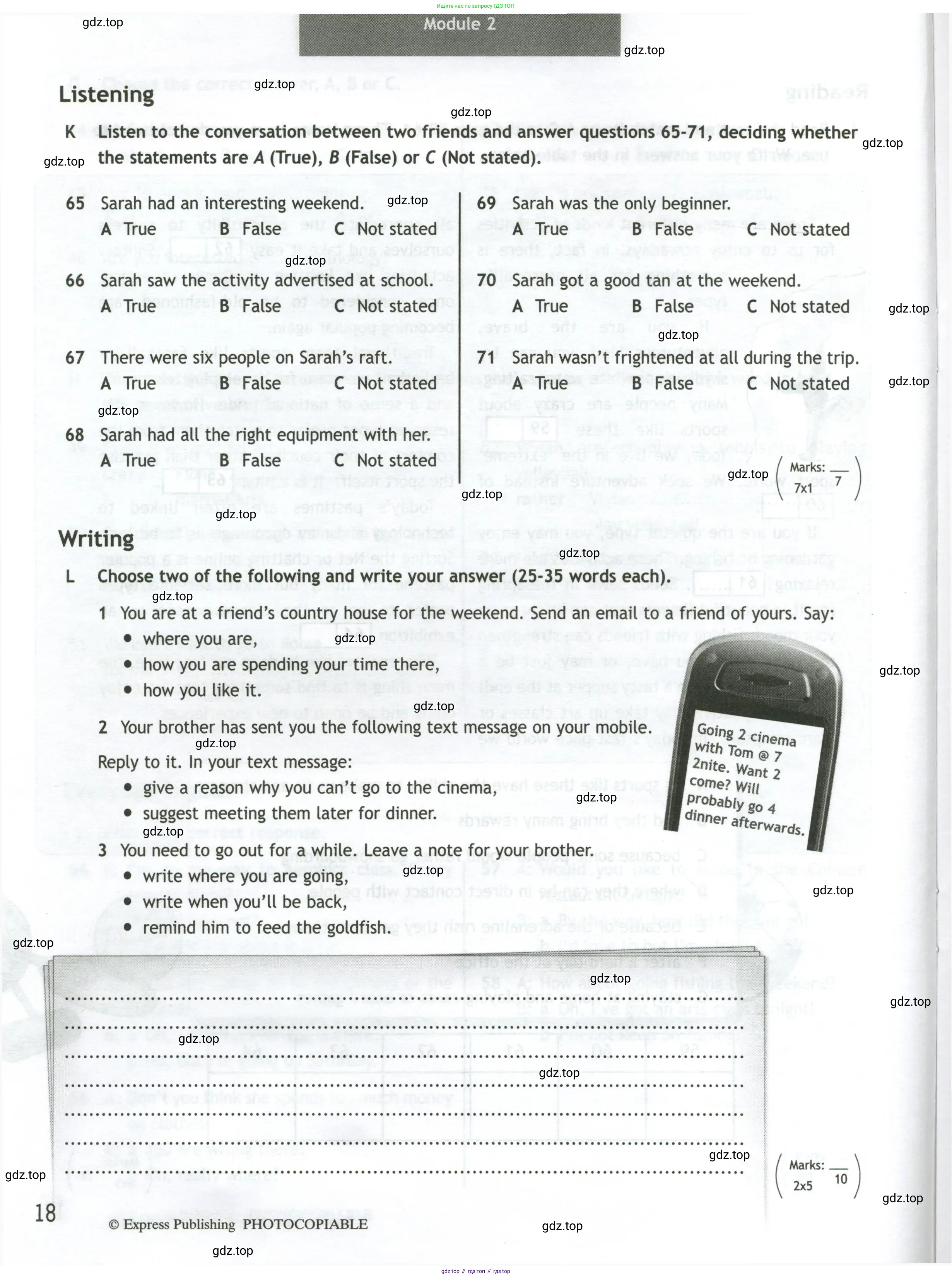 Английский язык (english), 10 класс контрольные задания (test booklet), авторы: Афанасьева Ольга Васильевна (Afanasyeva Olga), Дули Дженни (Dooley Jenny), Михеева Ирина Владимировна (Mikheeva Irina), Эванс Вирджиния (Evans Virginia), издательство Просвещение, Москва, 2019, красного цвета, страница 18
