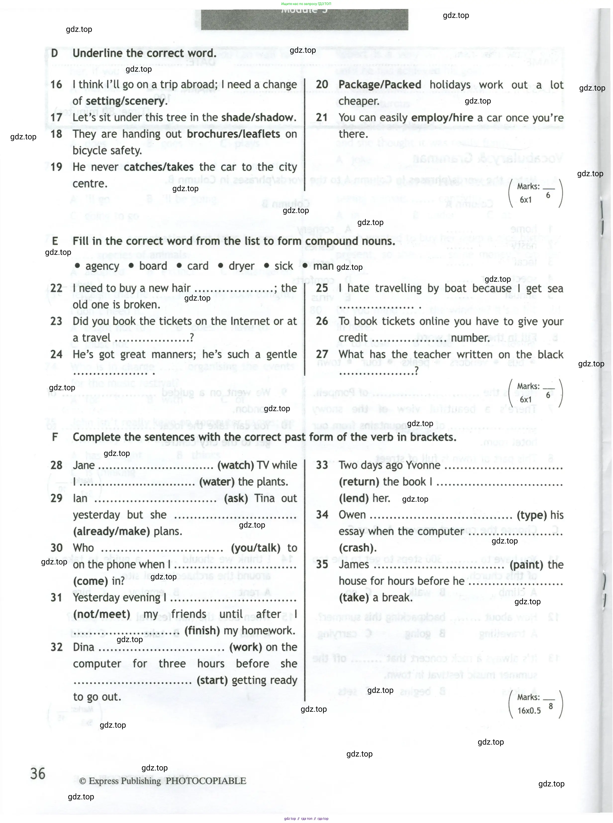 Английский язык (english), 10 класс контрольные задания (test booklet), авторы: Афанасьева Ольга Васильевна (Afanasyeva Olga), Дули Дженни (Dooley Jenny), Михеева Ирина Владимировна (Mikheeva Irina), Эванс Вирджиния (Evans Virginia), издательство Просвещение, Москва, 2019, красного цвета, страница 36