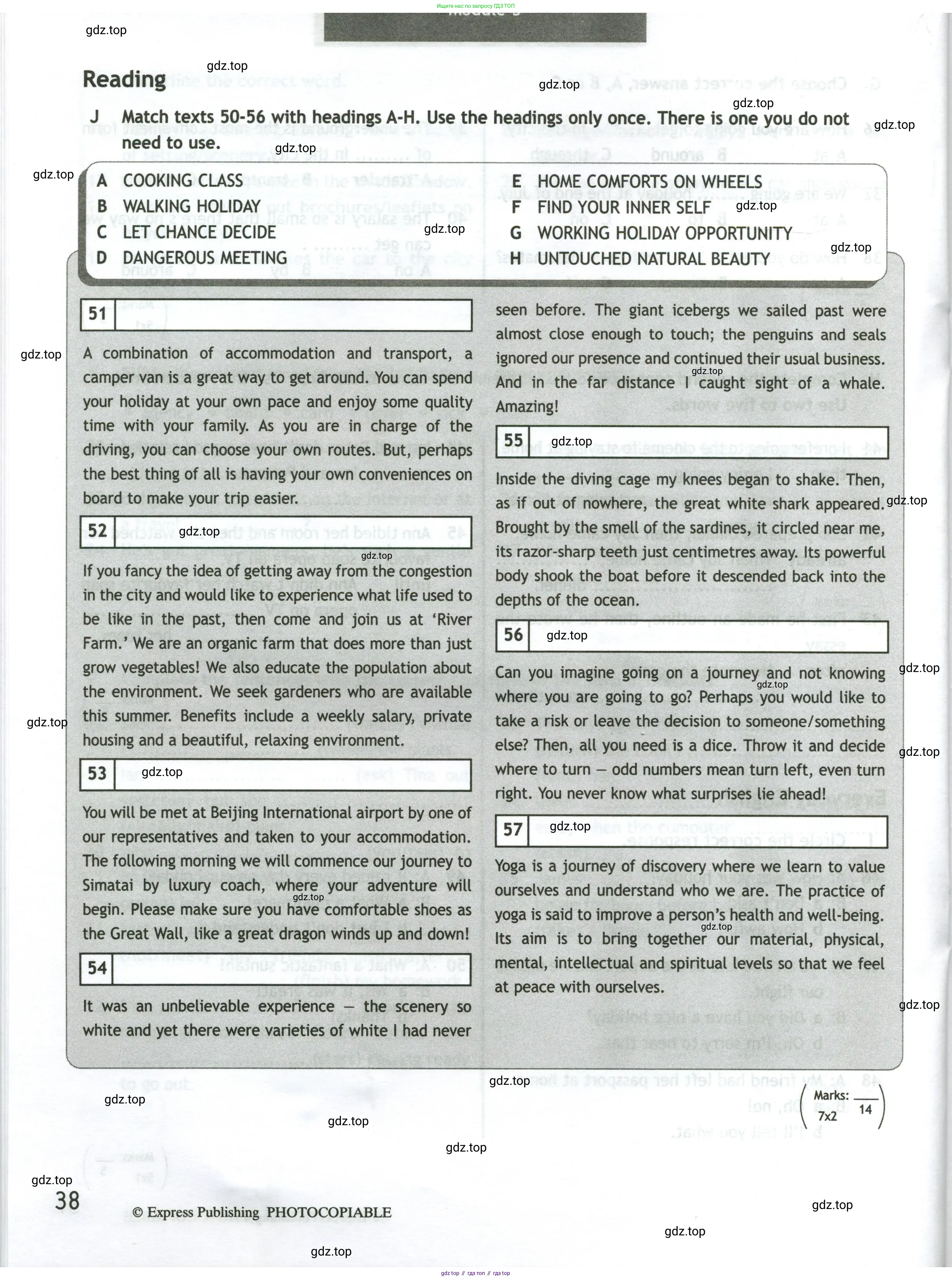 Английский язык (english), 10 класс контрольные задания (test booklet), авторы: Афанасьева Ольга Васильевна (Afanasyeva Olga), Дули Дженни (Dooley Jenny), Михеева Ирина Владимировна (Mikheeva Irina), Эванс Вирджиния (Evans Virginia), издательство Просвещение, Москва, 2019, красного цвета, страница 38