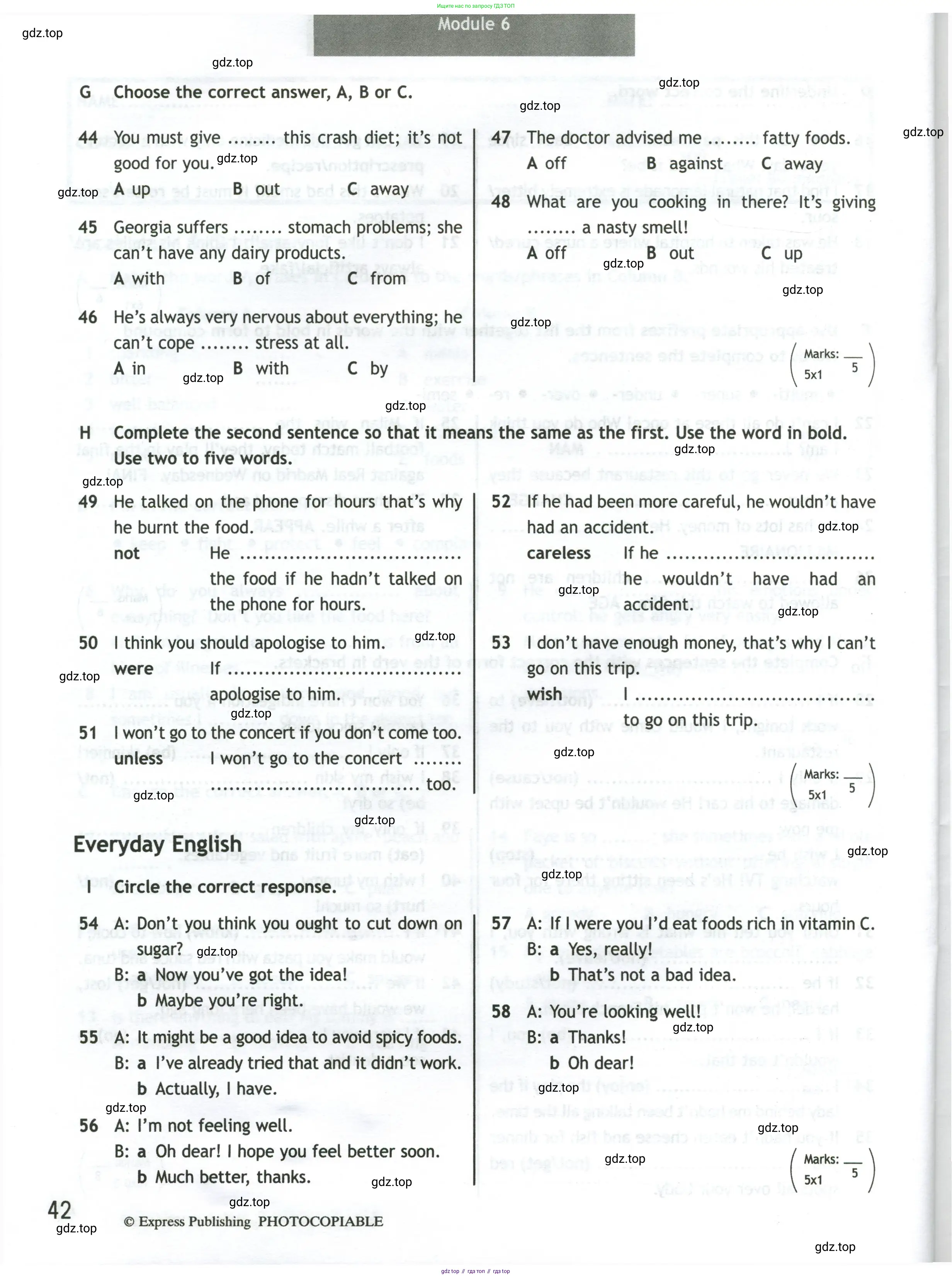 Английский язык (english), 10 класс контрольные задания (test booklet), авторы: Афанасьева Ольга Васильевна (Afanasyeva Olga), Дули Дженни (Dooley Jenny), Михеева Ирина Владимировна (Mikheeva Irina), Эванс Вирджиния (Evans Virginia), издательство Просвещение, Москва, 2019, красного цвета, страница 42