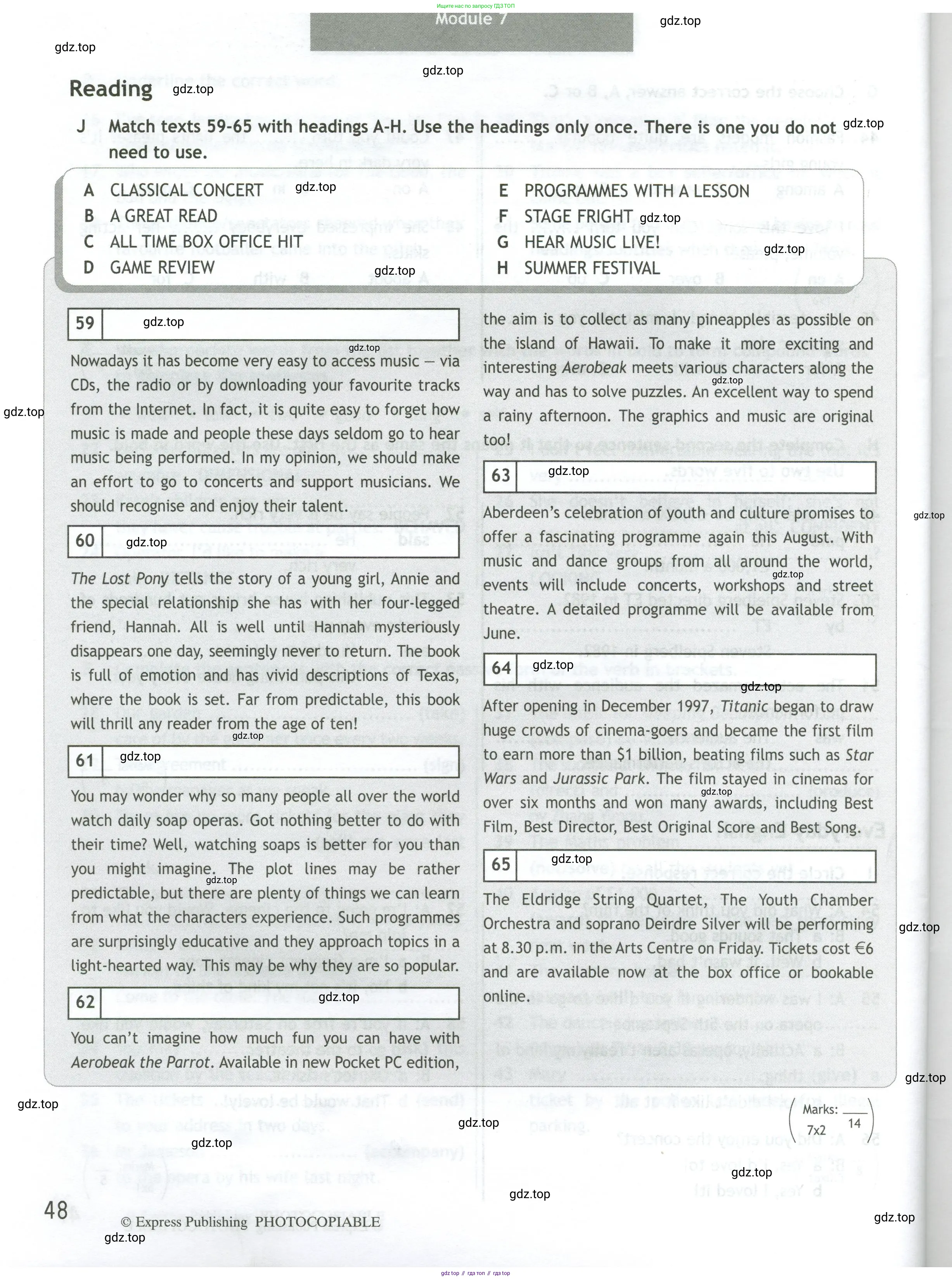 Английский язык (english), 10 класс контрольные задания (test booklet), авторы: Афанасьева Ольга Васильевна (Afanasyeva Olga), Дули Дженни (Dooley Jenny), Михеева Ирина Владимировна (Mikheeva Irina), Эванс Вирджиния (Evans Virginia), издательство Просвещение, Москва, 2019, красного цвета, страница 48
