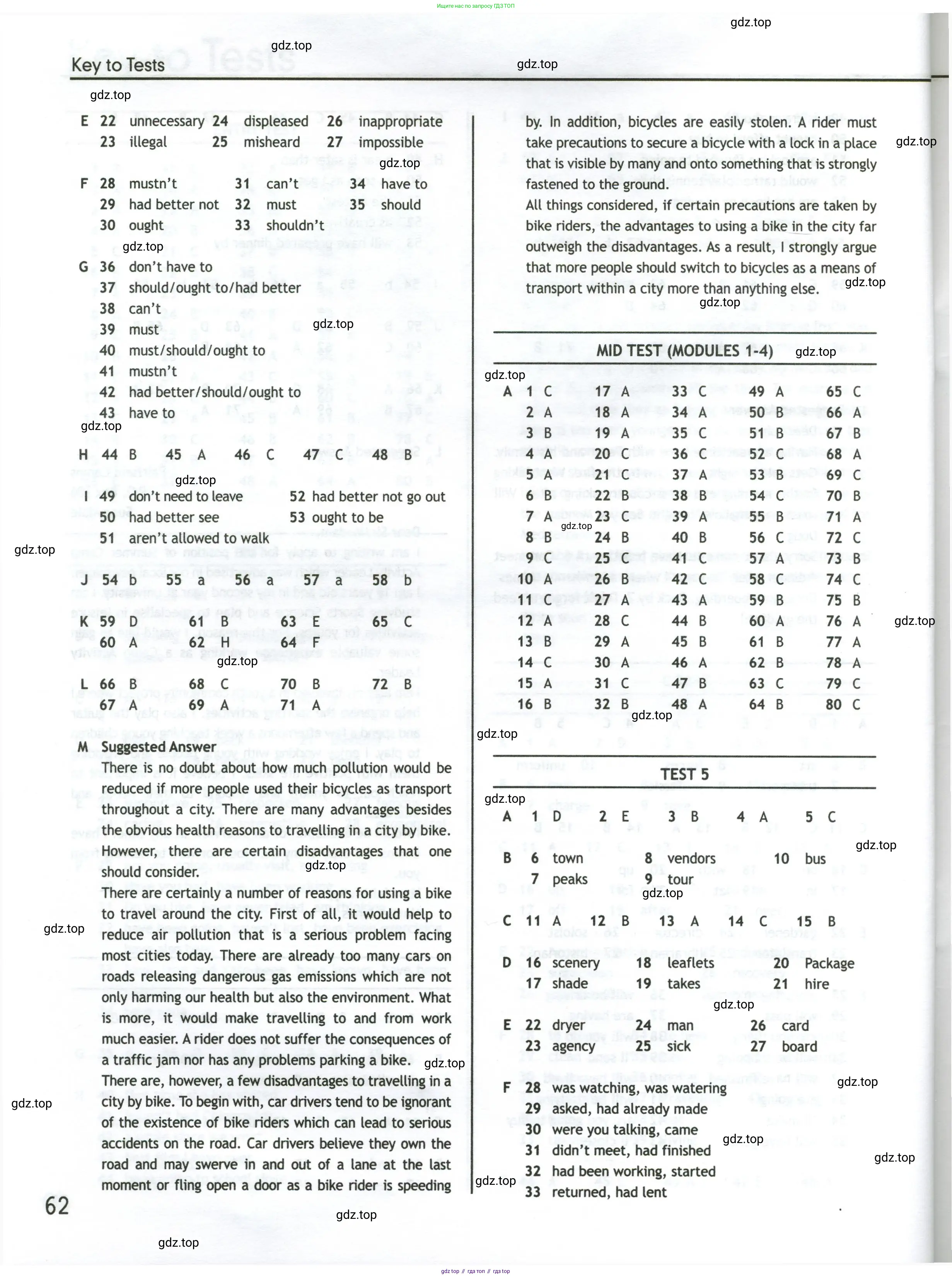 Английский язык (english), 10 класс контрольные задания (test booklet), авторы: Афанасьева Ольга Васильевна (Afanasyeva Olga), Дули Дженни (Dooley Jenny), Михеева Ирина Владимировна (Mikheeva Irina), Эванс Вирджиния (Evans Virginia), издательство Просвещение, Москва, 2019, красного цвета, страница 62