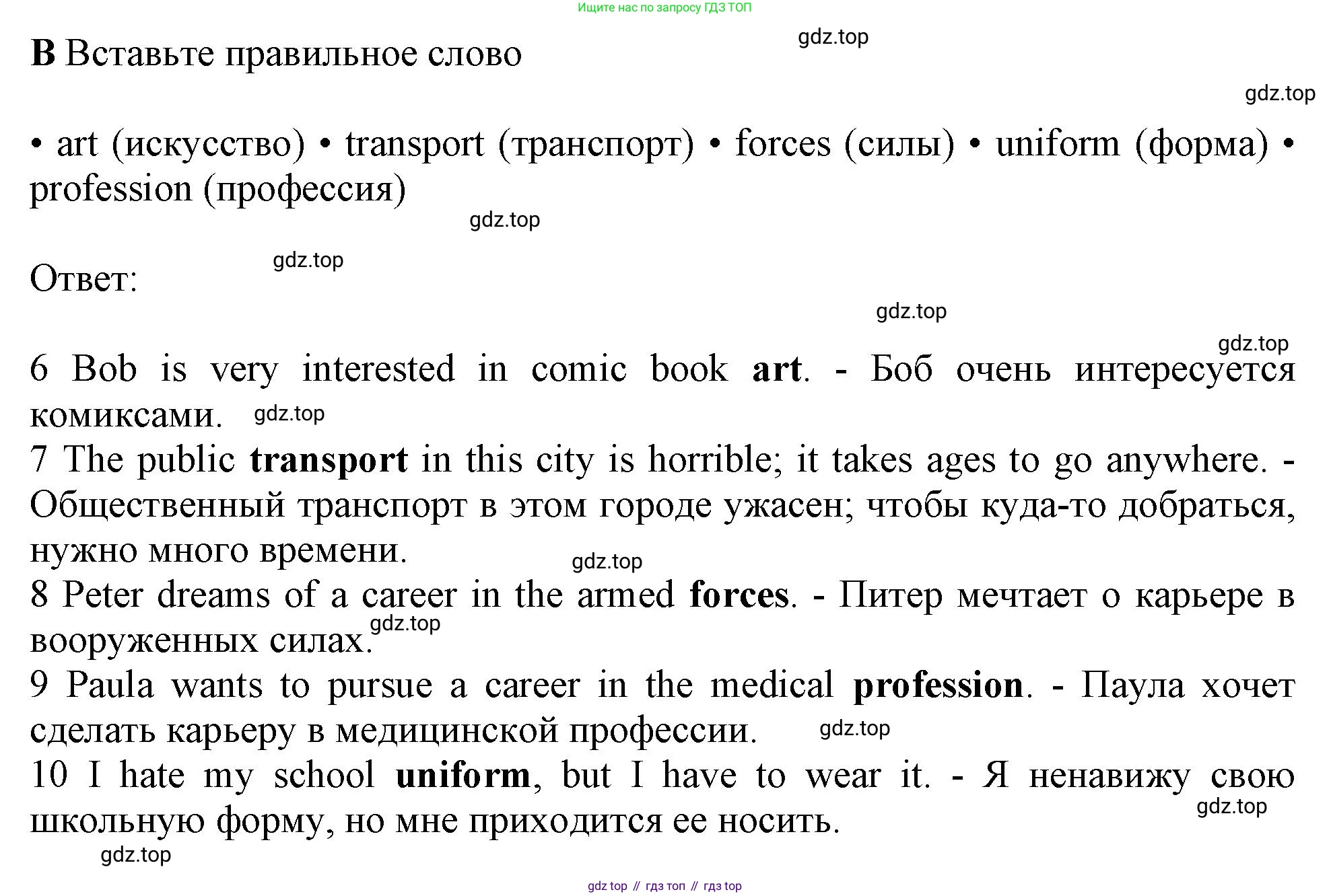 Английский язык (english), 10 класс контрольные задания (test booklet), авторы: Афанасьева Ольга Васильевна (Afanasyeva Olga), Дули Дженни (Dooley Jenny), Михеева Ирина Владимировна (Mikheeva Irina), Эванс Вирджиния (Evans Virginia), издательство Просвещение, Москва, 2019, красного цвета, страница 19, номер B, Решение 1