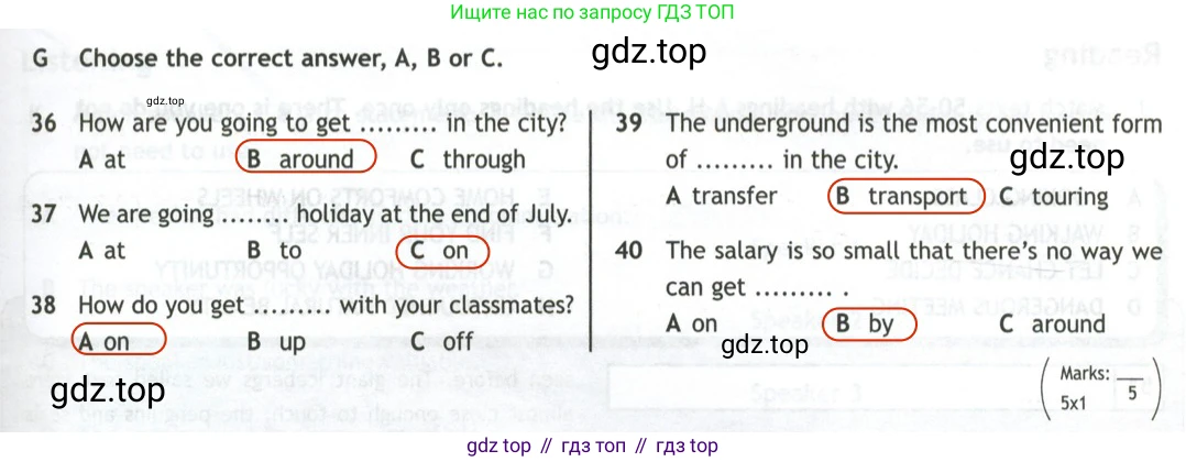 Английский язык (english), 10 класс контрольные задания (test booklet), авторы: Афанасьева Ольга Васильевна (Afanasyeva Olga), Дули Дженни (Dooley Jenny), Михеева Ирина Владимировна (Mikheeva Irina), Эванс Вирджиния (Evans Virginia), издательство Просвещение, Москва, 2019, красного цвета, страница 37, номер G, Решение 2