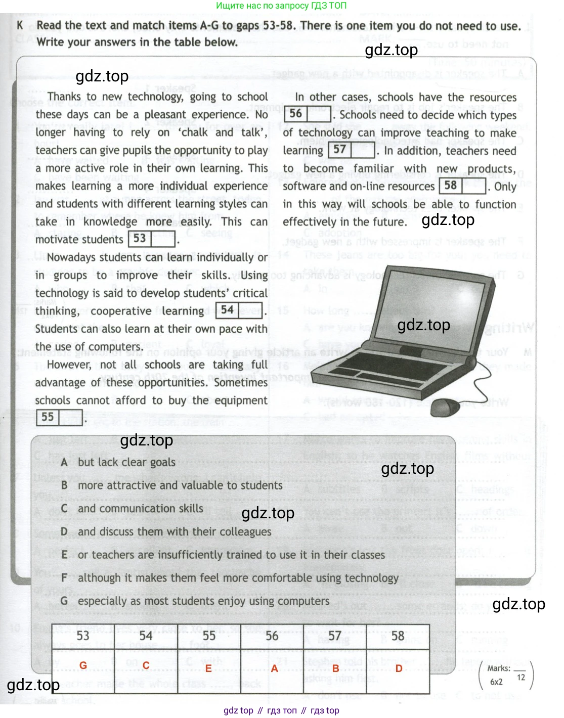 Английский язык (english), 10 класс контрольные задания (test booklet), авторы: Афанасьева Ольга Васильевна (Afanasyeva Olga), Дули Дженни (Dooley Jenny), Михеева Ирина Владимировна (Mikheeva Irina), Эванс Вирджиния (Evans Virginia), издательство Просвещение, Москва, 2019, красного цвета, страница 53, номер K, Решение 2