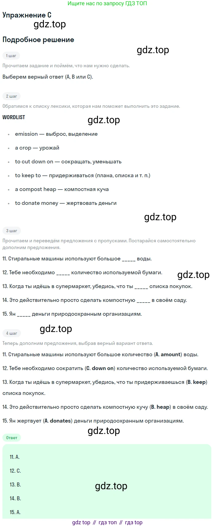 Английский язык (english), 10 класс контрольные задания (test booklet), авторы: Афанасьева Ольга Васильевна (Afanasyeva Olga), Дули Дженни (Dooley Jenny), Михеева Ирина Владимировна (Mikheeva Irina), Эванс Вирджиния (Evans Virginia), издательство Просвещение, Москва, 2019, красного цвета, страница 25, номер C, Решение 3