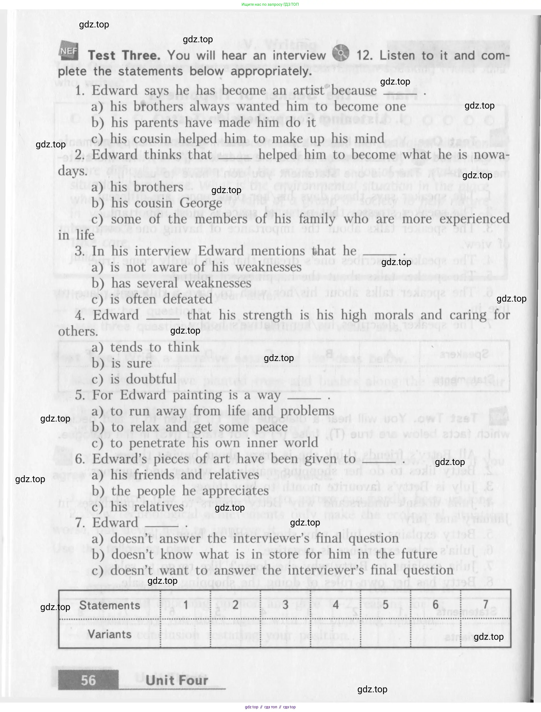 Английский язык (english), 10 класс контрольные задания (assessment tasks), авторы: Афанасьева Ольга Васильевна (Afanasyeva Olga), Михеева Ирина Владимировна (Mikheeva Irina), издательство Просвещение, Москва, 2016, оранжевого цвета, страница 56