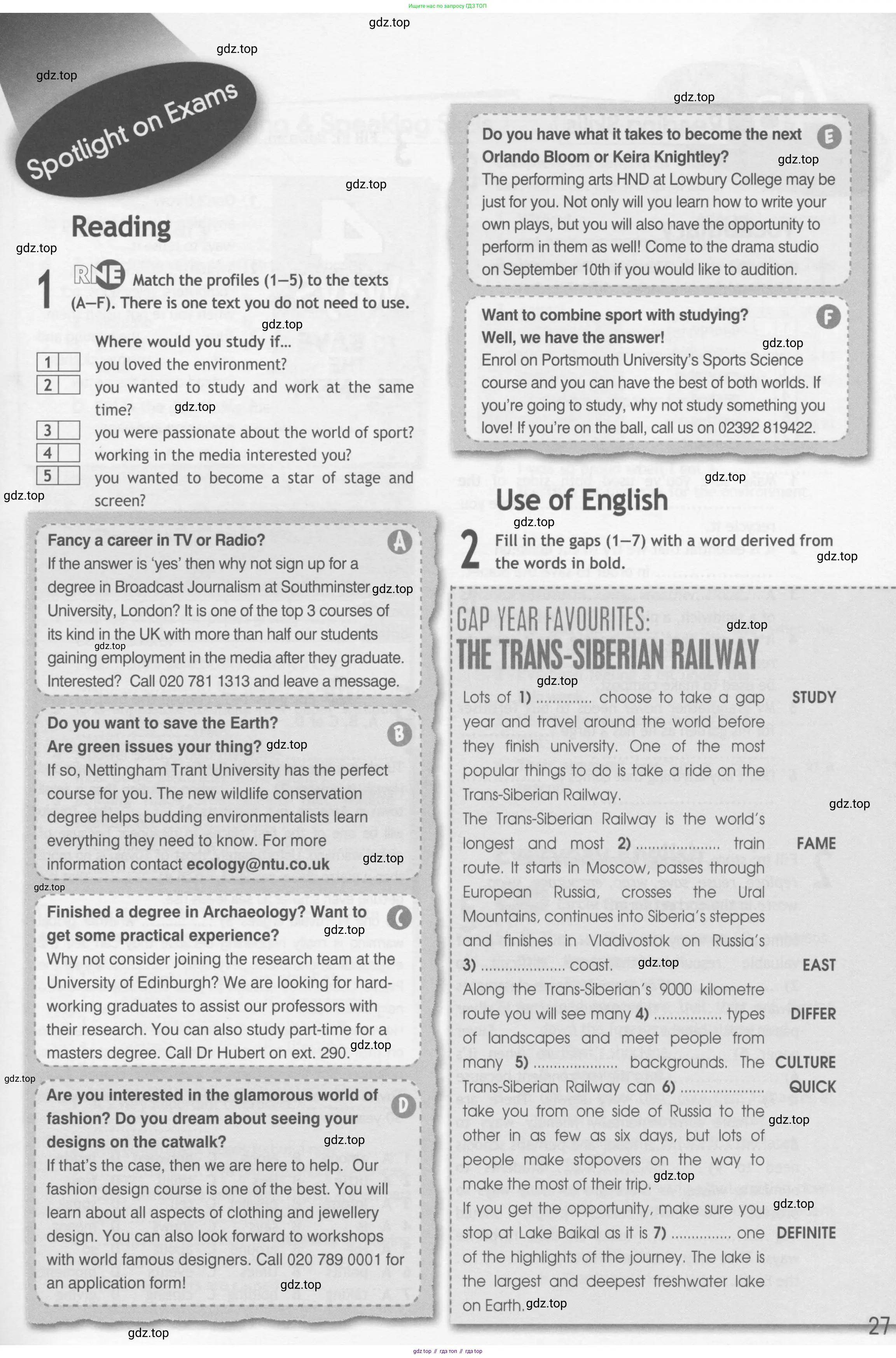 Английский язык (english), 10 класс Рабочая тетрадь (workbook), авторы: Афанасьева Ольга Васильевна (Afanasyeva Olga), Дули Дженни (Dooley Jenny), Михеева Ирина Владимировна (Mikheeva Irina), Оби Боб (Obee Bob), Эванс Вирджиния (Evans Virginia), издательство Просвещение, Москва, 2019, красного цвета, страница 27
