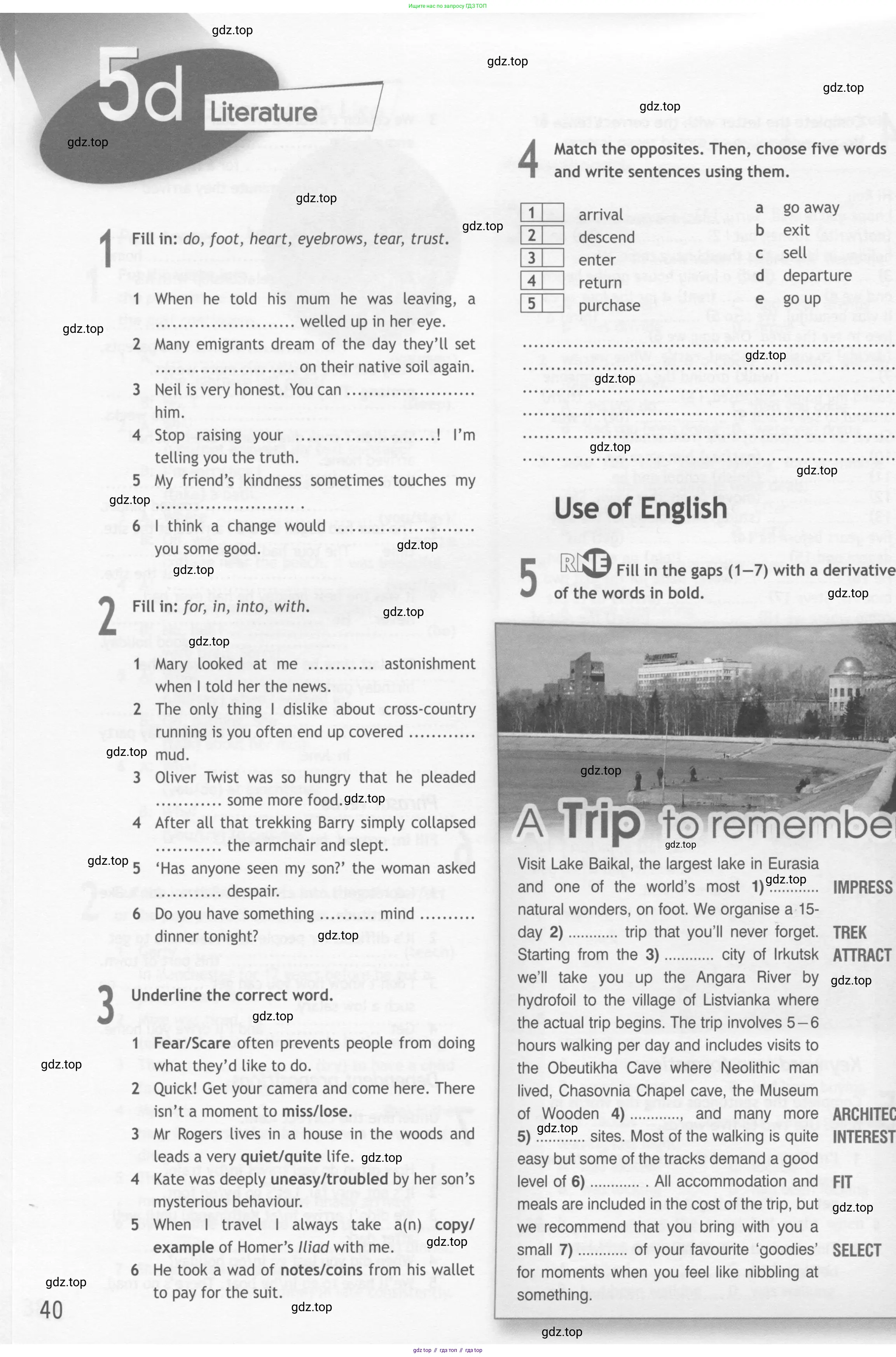 Английский язык (english), 10 класс Рабочая тетрадь (workbook), авторы: Афанасьева Ольга Васильевна (Afanasyeva Olga), Дули Дженни (Dooley Jenny), Михеева Ирина Владимировна (Mikheeva Irina), Оби Боб (Obee Bob), Эванс Вирджиния (Evans Virginia), издательство Просвещение, Москва, 2019, красного цвета, страница 40