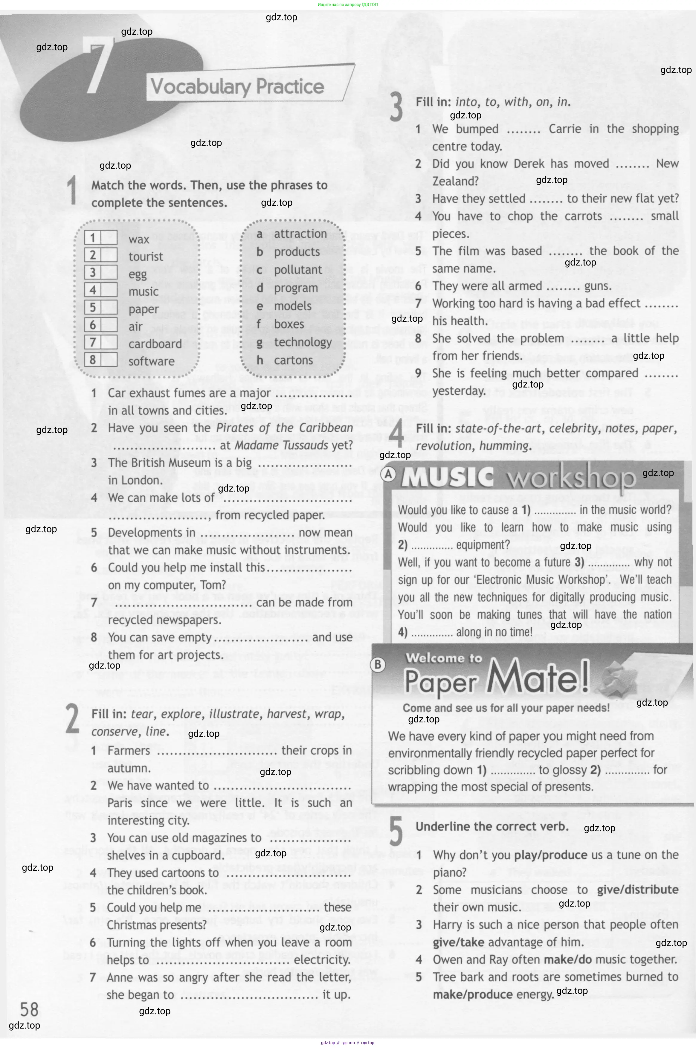 Английский язык (english), 10 класс Рабочая тетрадь (workbook), авторы: Афанасьева Ольга Васильевна (Afanasyeva Olga), Дули Дженни (Dooley Jenny), Михеева Ирина Владимировна (Mikheeva Irina), Оби Боб (Obee Bob), Эванс Вирджиния (Evans Virginia), издательство Просвещение, Москва, 2019, красного цвета, страница 58