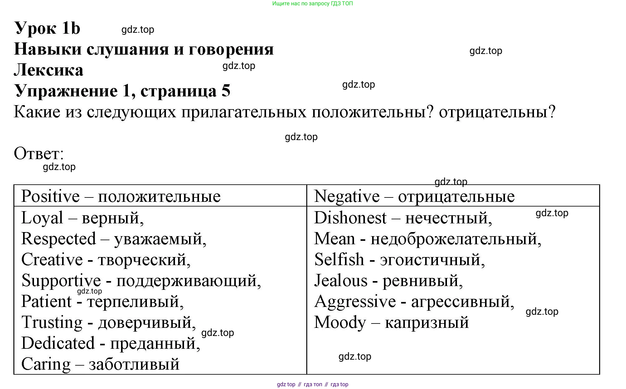 ГДЗ Английский язык (english), 10 класс Рабочая тетрадь (workbook), авторы: Афанасьева Ольга Васильевна (Afanasyeva Olga), Дули Дженни (Dooley Jenny), Михеева Ирина Владимировна (Mikheeva Irina), Оби Боб (Obee Bob), Эванс Вирджиния (Evans Virginia), издательство Просвещение, Москва, 2019, красного цвета, страница 5, номер 1, Решение 1